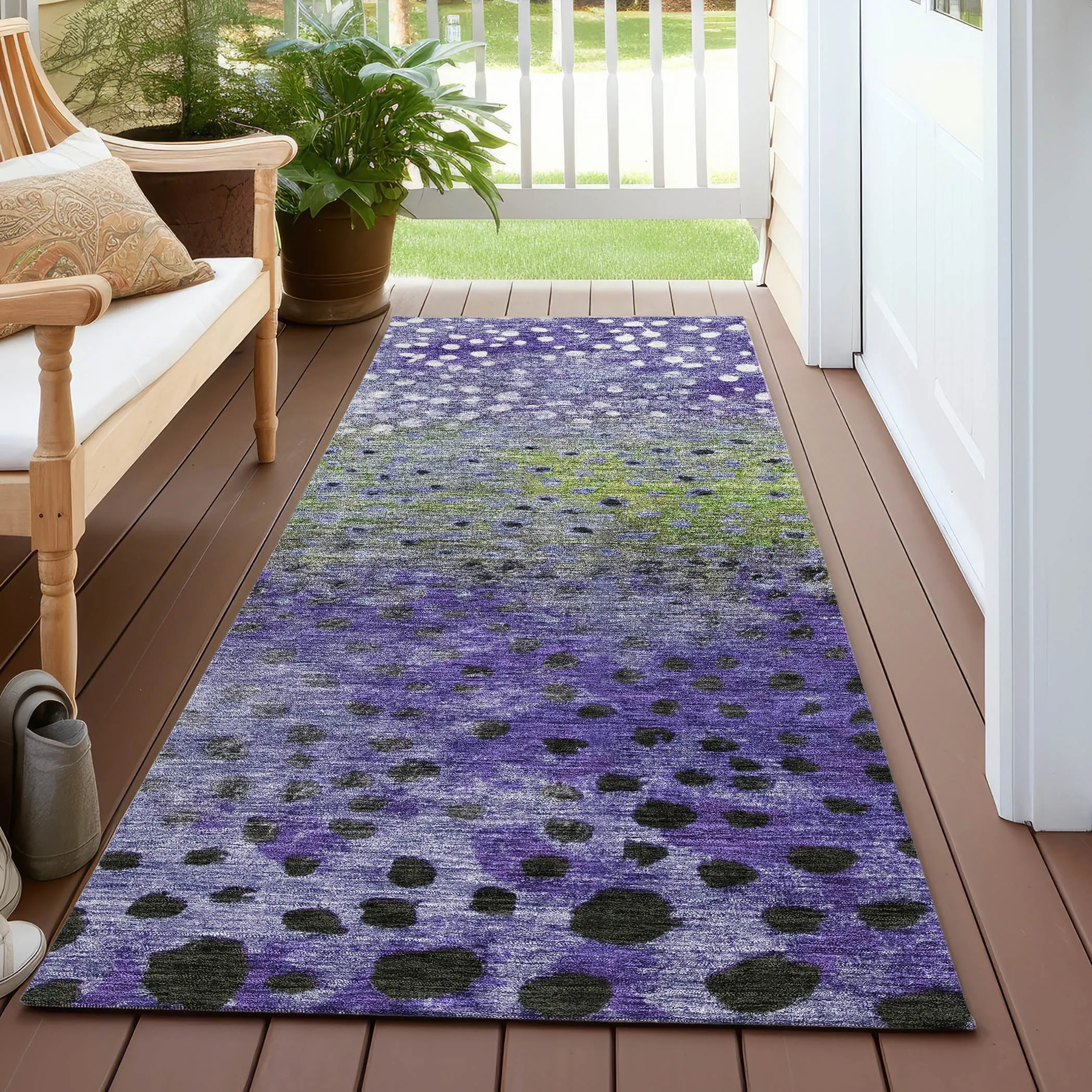 Machine Washable Indoor/ Outdoor Abstract Modern Chantille Rug