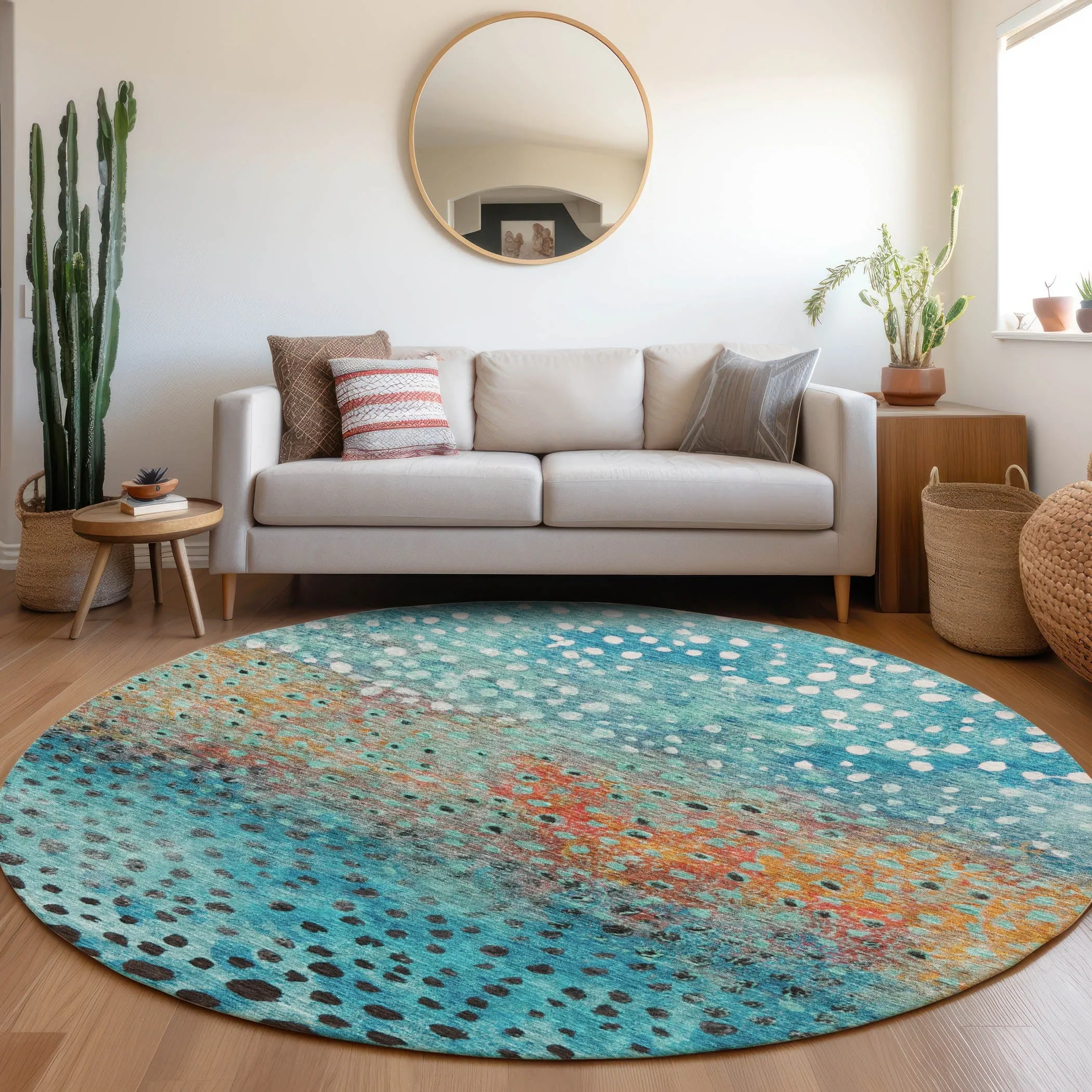 Machine Washable Indoor/ Outdoor Abstract Modern Chantille Rug
