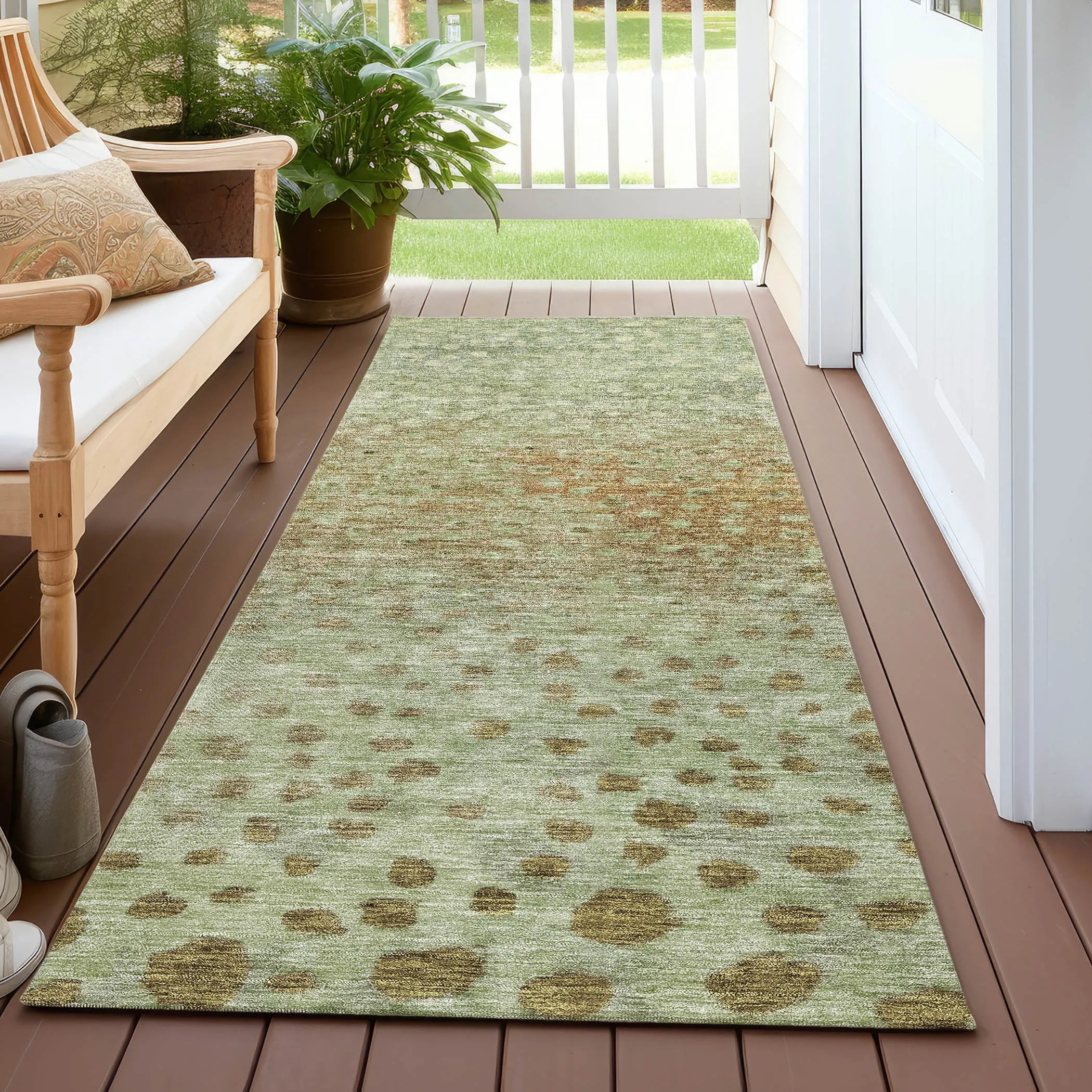 Machine Washable Indoor/ Outdoor Abstract Modern Chantille Rug
