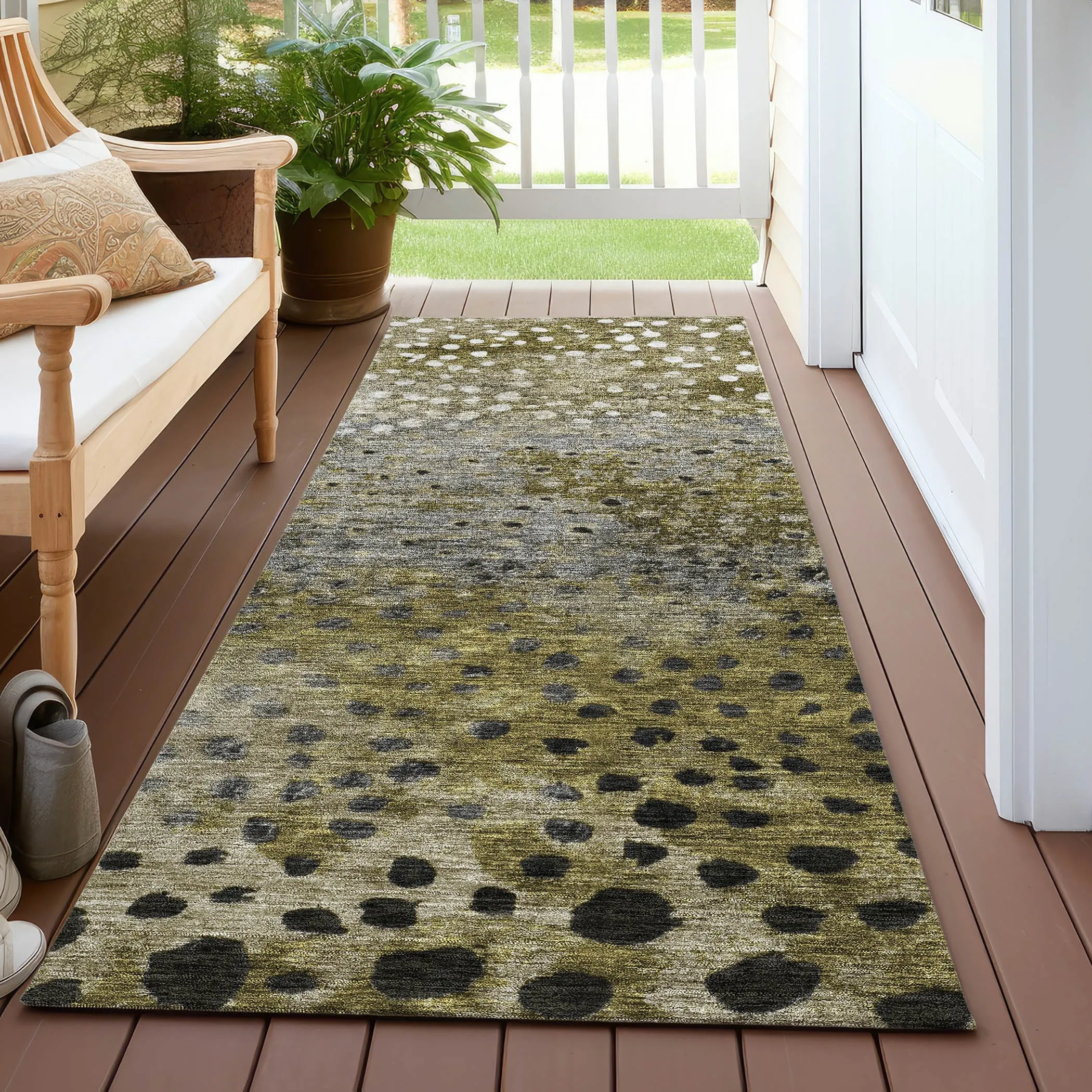 Machine Washable Indoor/ Outdoor Abstract Modern Chantille Rug