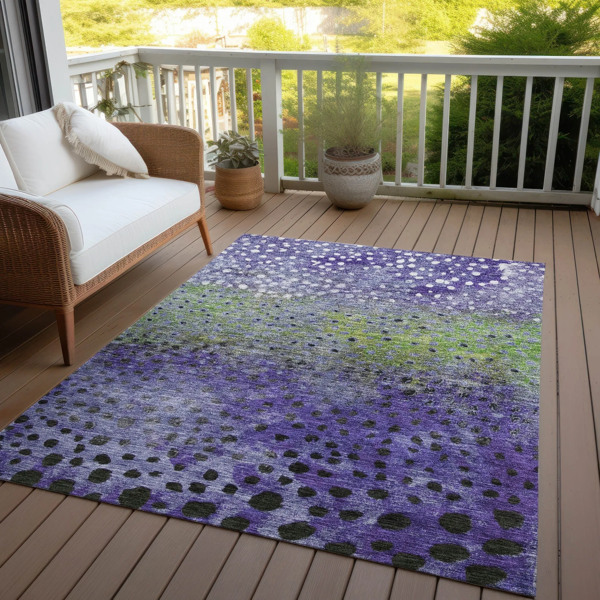 Machine Washable Indoor/ Outdoor Abstract Modern Chantille Rug