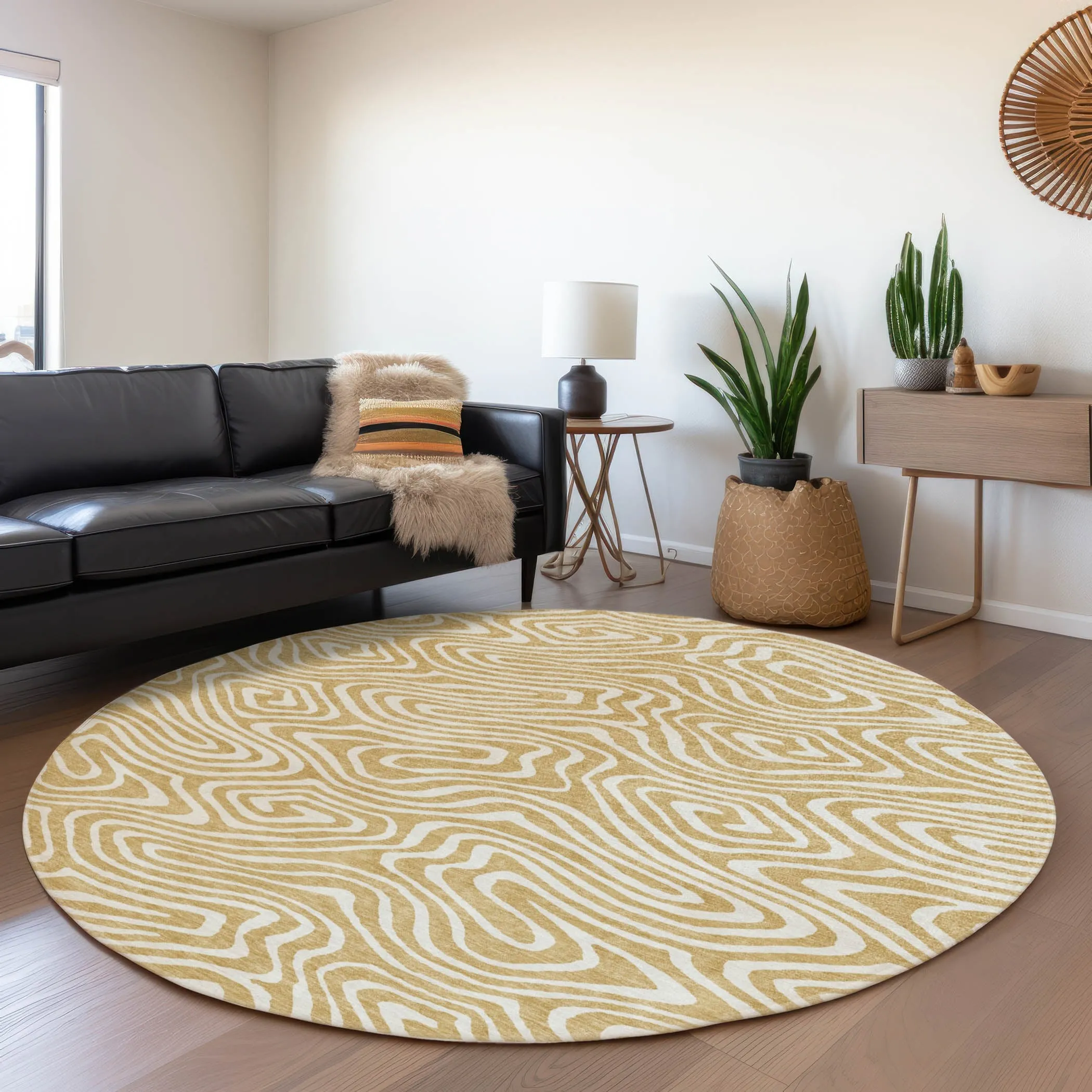Machine Washable Indoor/ Outdoor Abstract Modern Chantille Rug