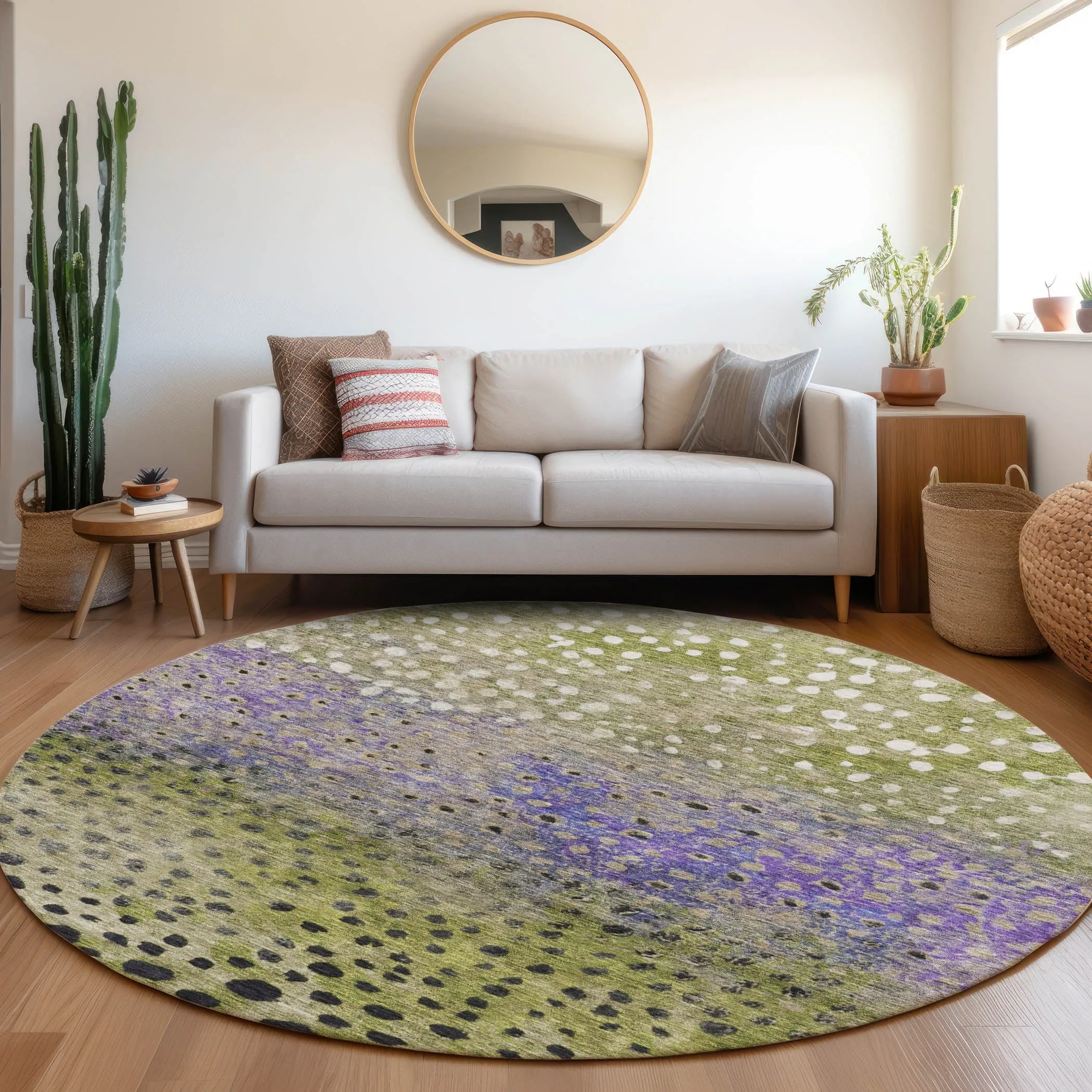 Machine Washable Indoor/ Outdoor Abstract Modern Chantille Rug