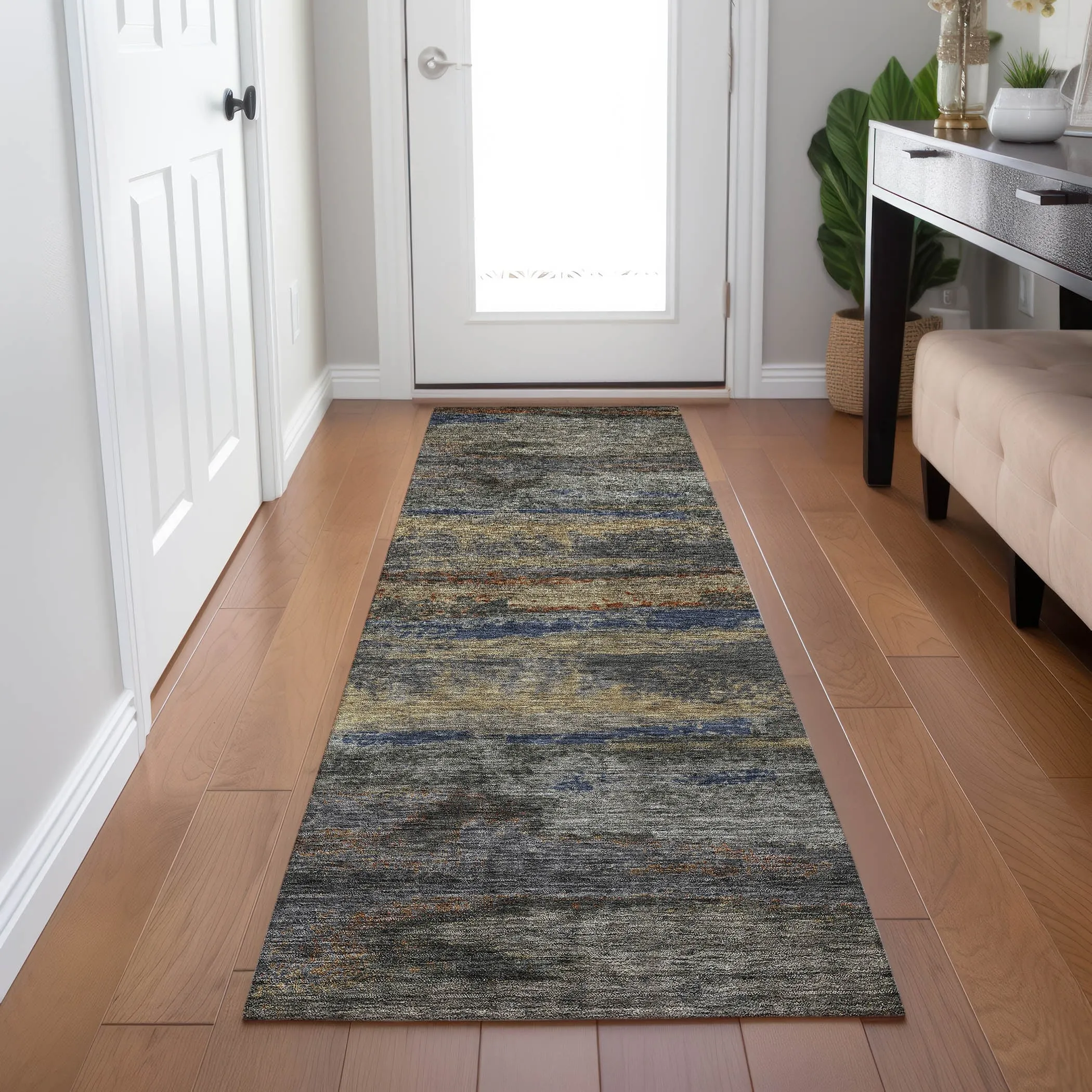 Machine Washable Indoor/ Outdoor Abstract Modern Chantille Rug