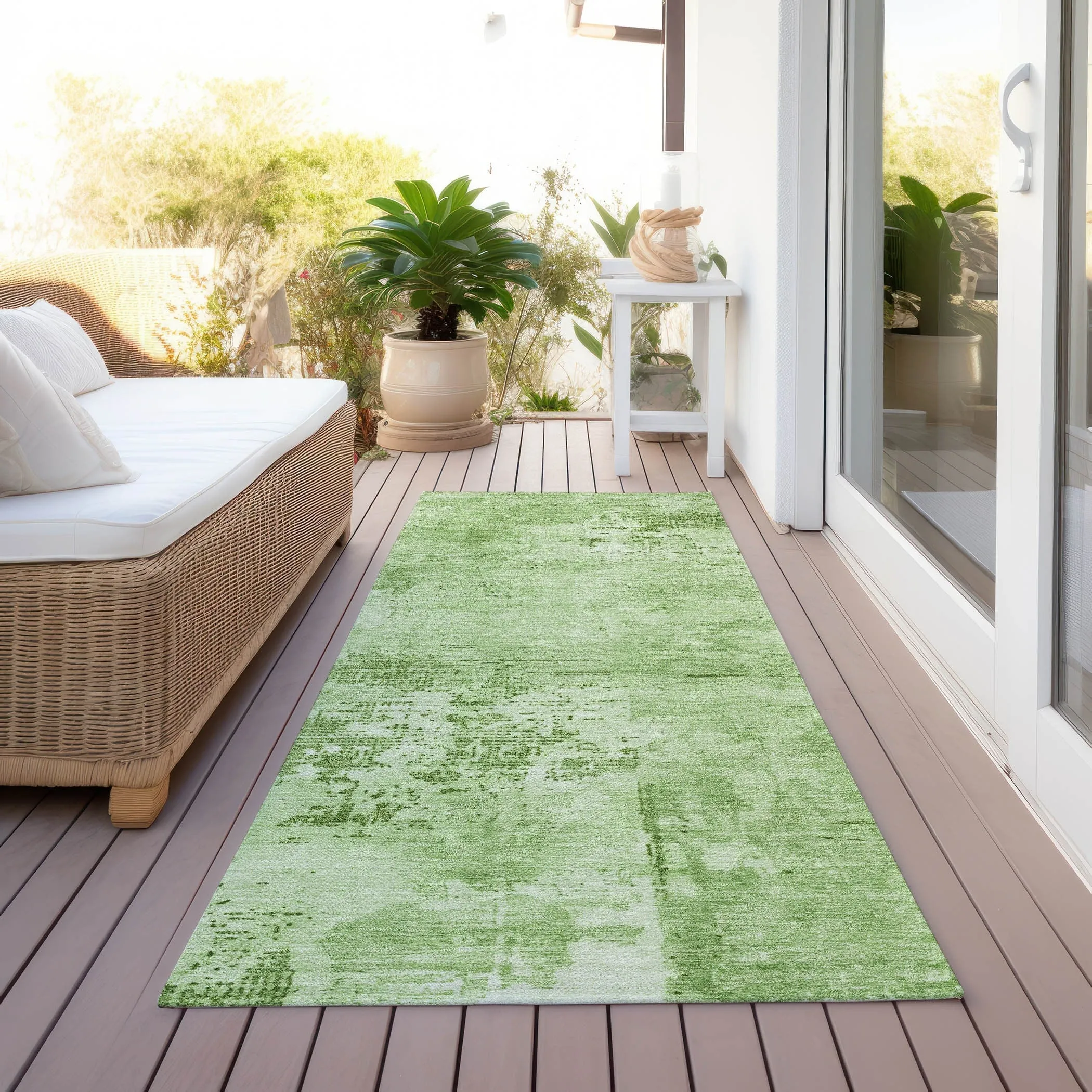 Machine Washable Indoor/ Outdoor Abstract Modern Chantille Rug