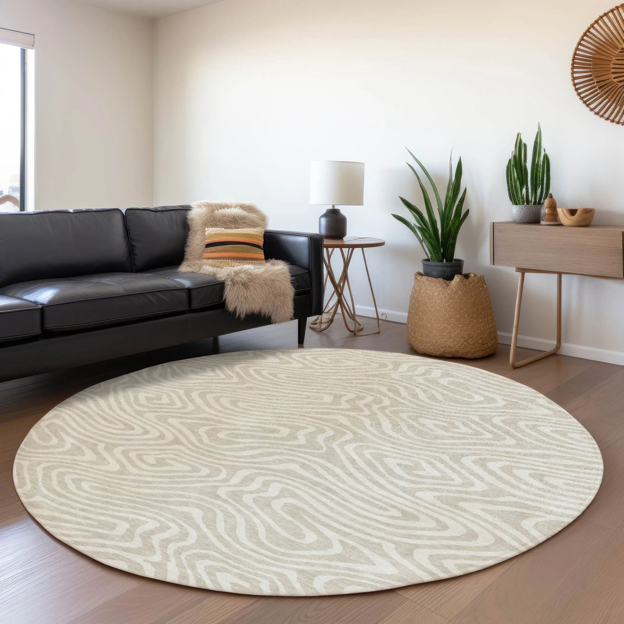 Machine Washable Indoor/ Outdoor Abstract Modern Chantille Rug