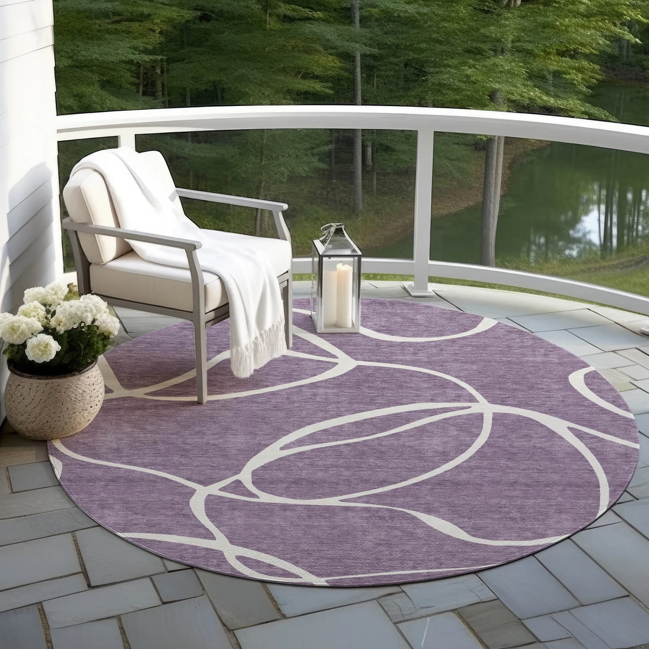 Machine Washable Indoor/ Outdoor Abstract Modern Chantille Rug