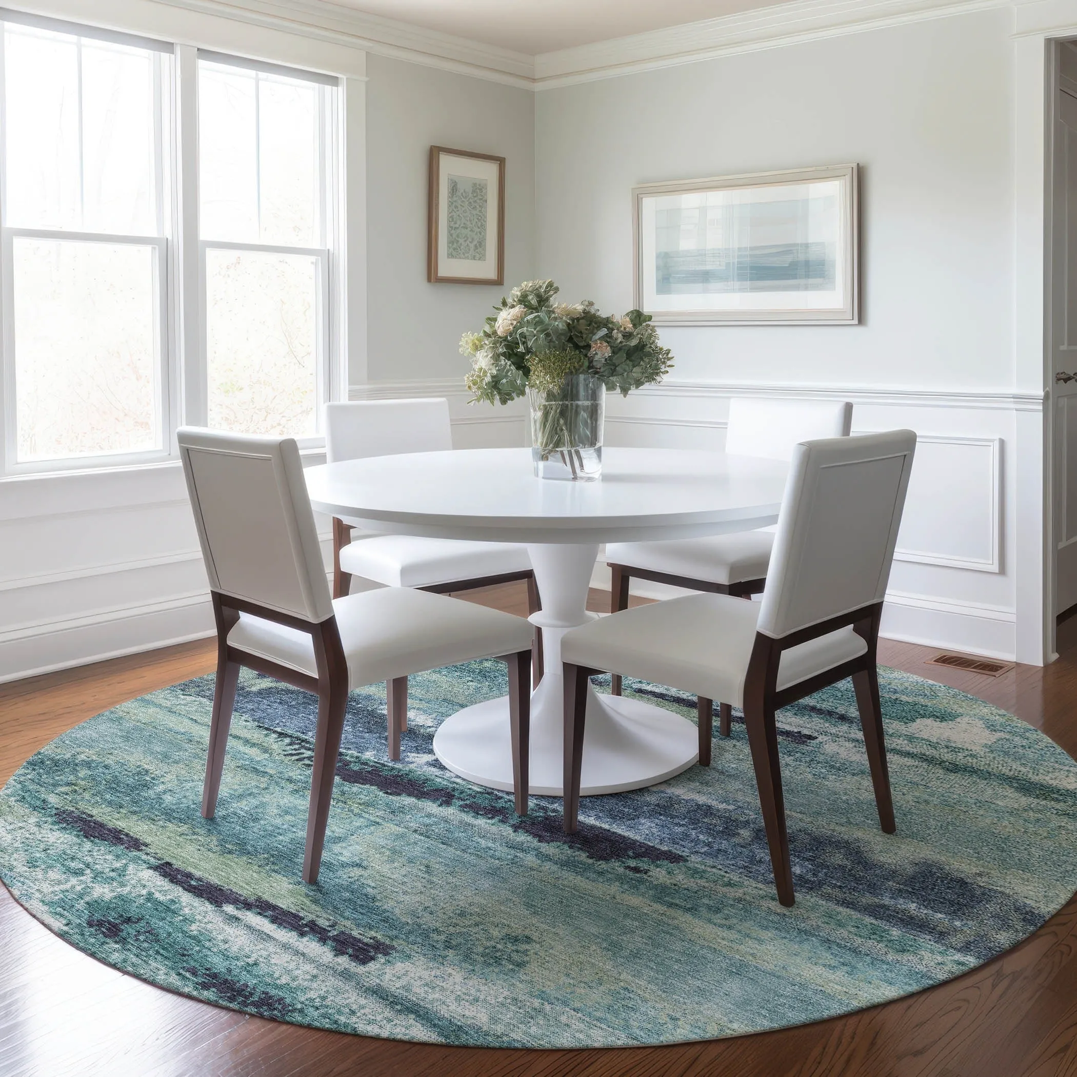 Machine Washable Indoor/ Outdoor Abstract Modern Chantille Rug