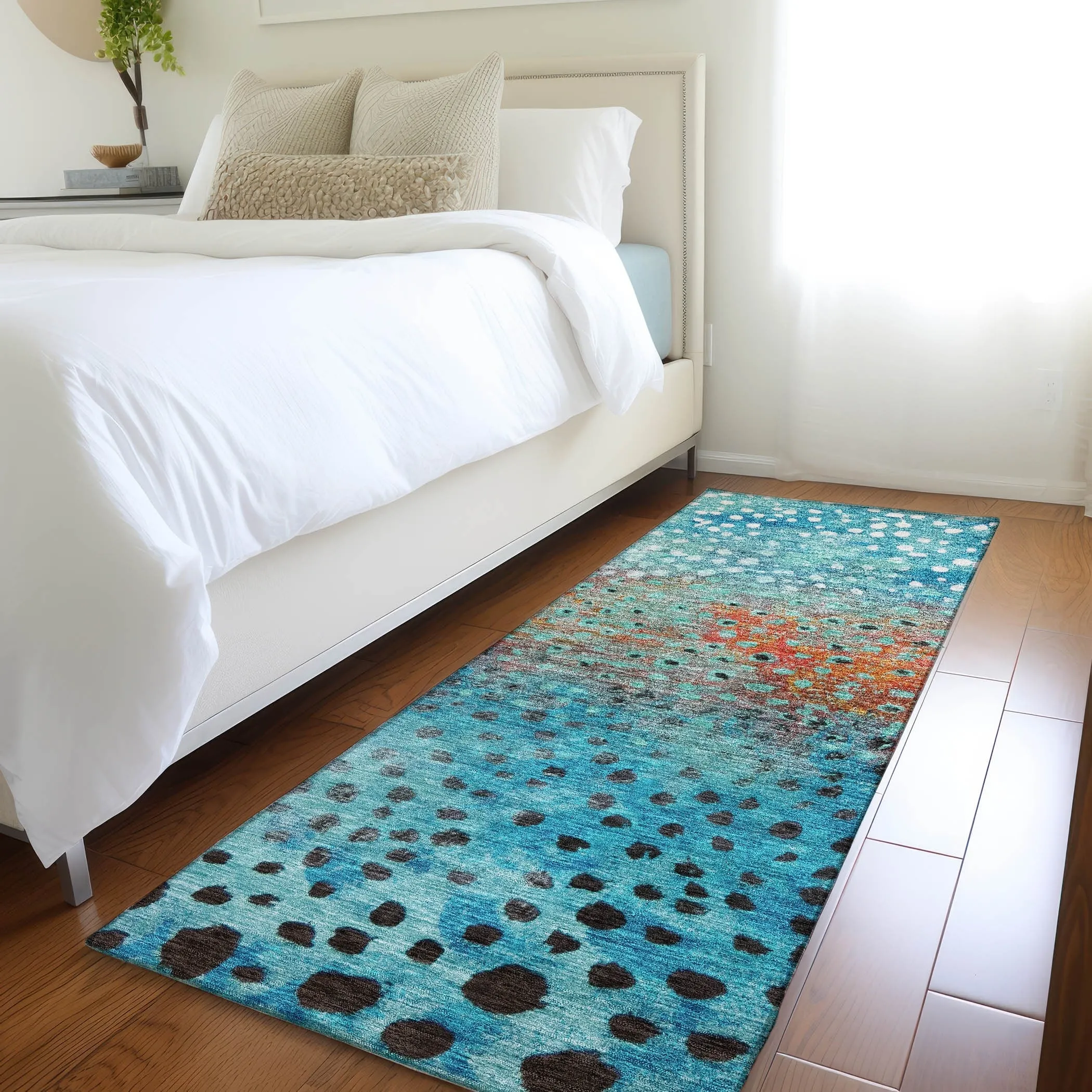 Machine Washable Indoor/ Outdoor Abstract Modern Chantille Rug