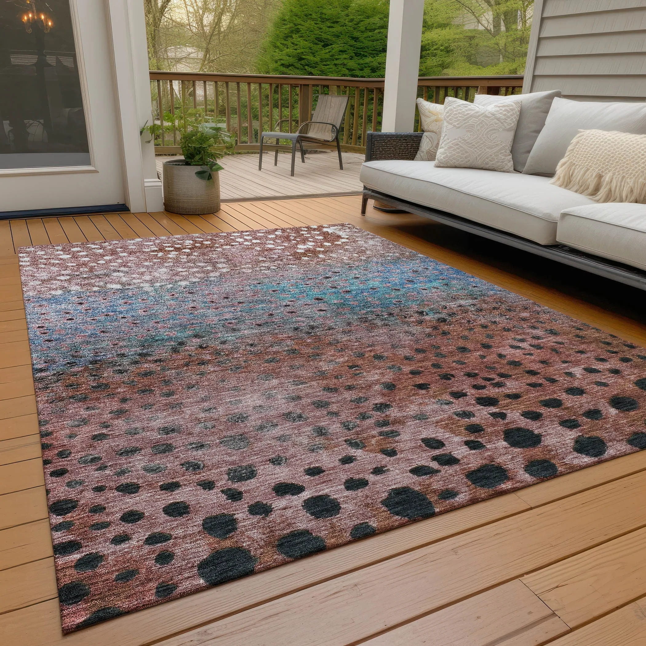 Machine Washable Indoor/ Outdoor Abstract Modern Chantille Rug