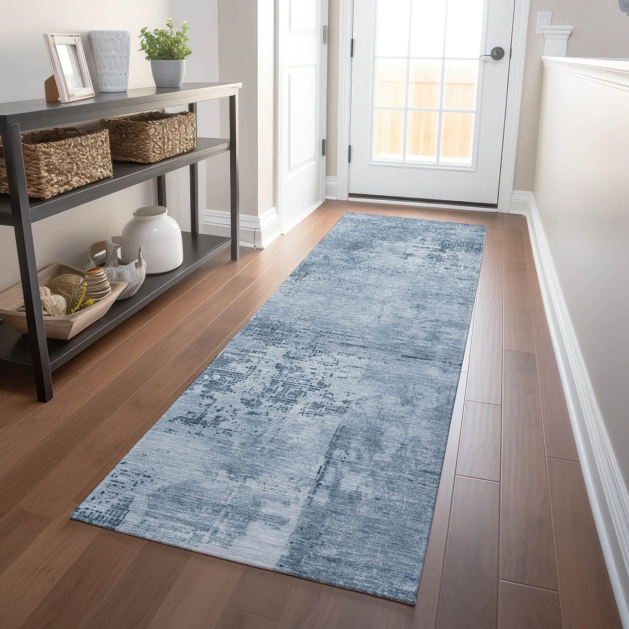 Machine Washable Indoor/ Outdoor Abstract Modern Chantille Rug