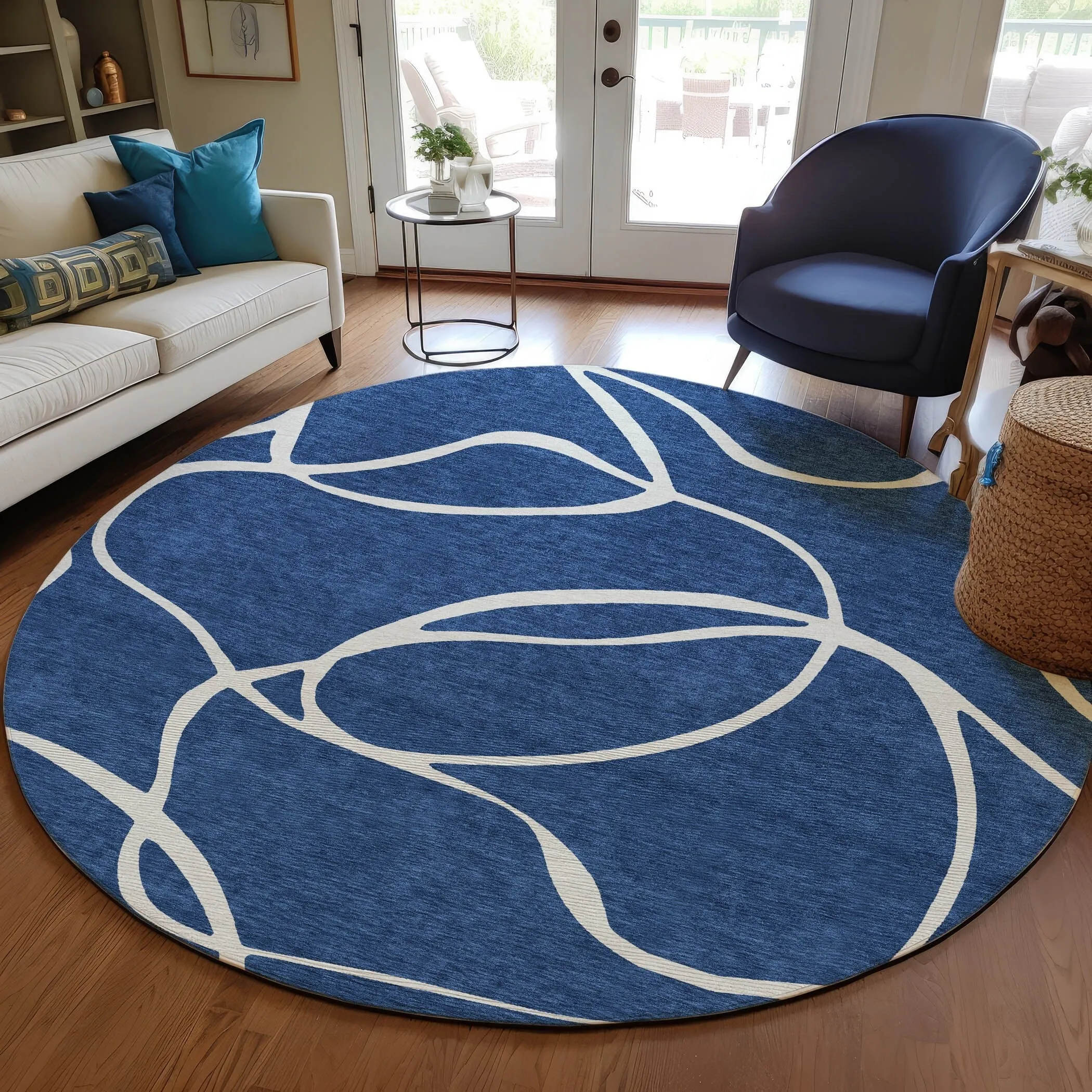 Machine Washable Indoor/ Outdoor Abstract Modern Chantille Rug