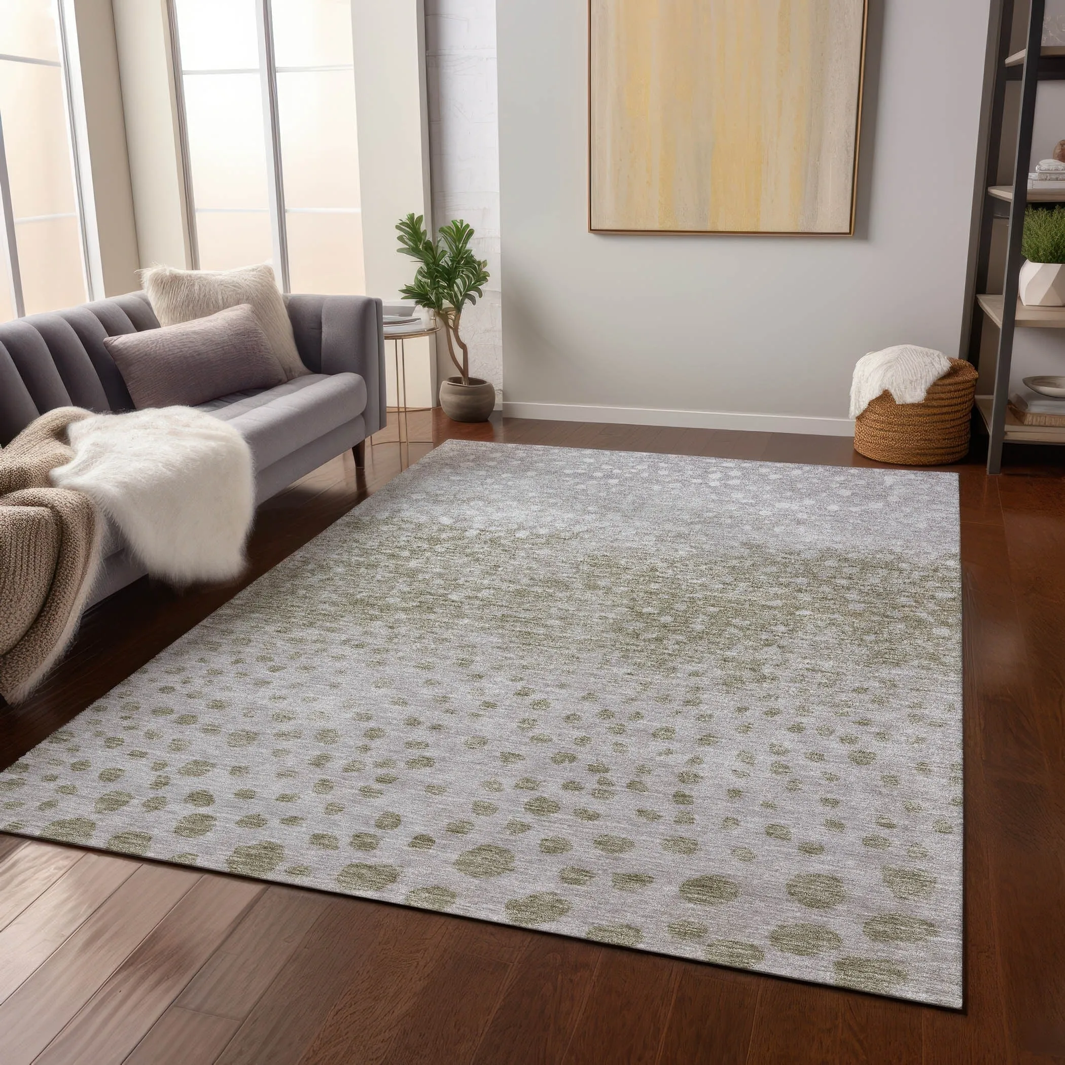 Machine Washable Indoor/ Outdoor Abstract Modern Chantille Rug