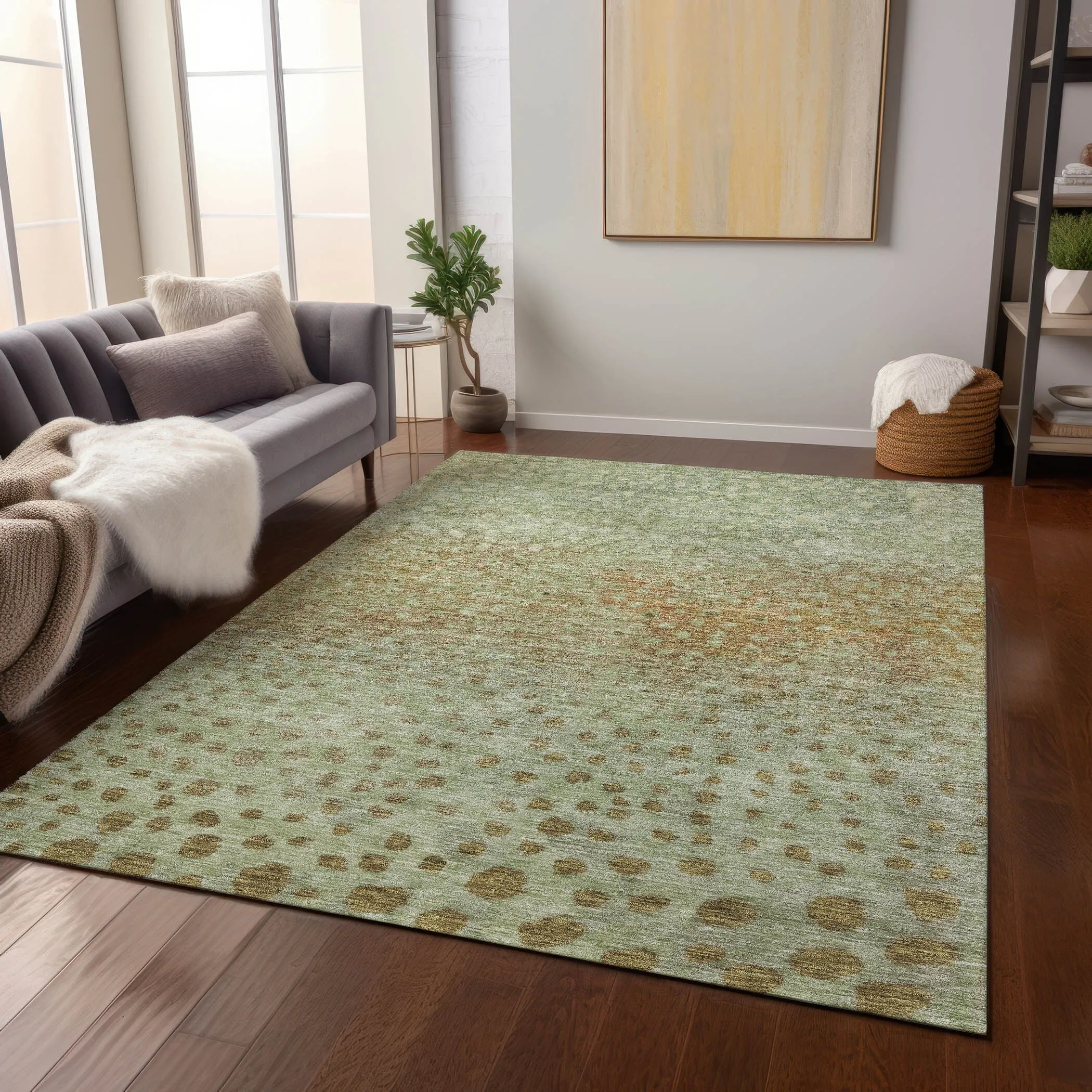 Machine Washable Indoor/ Outdoor Abstract Modern Chantille Rug