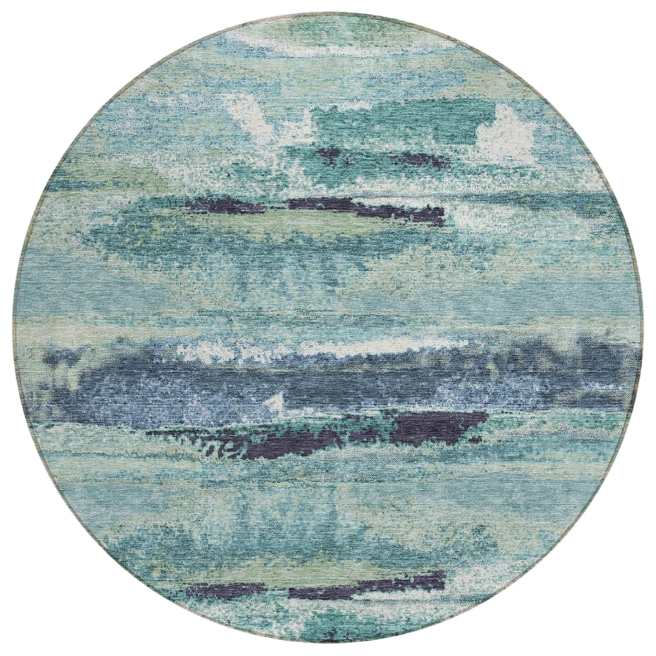 Machine Washable Indoor/ Outdoor Abstract Modern Chantille Rug