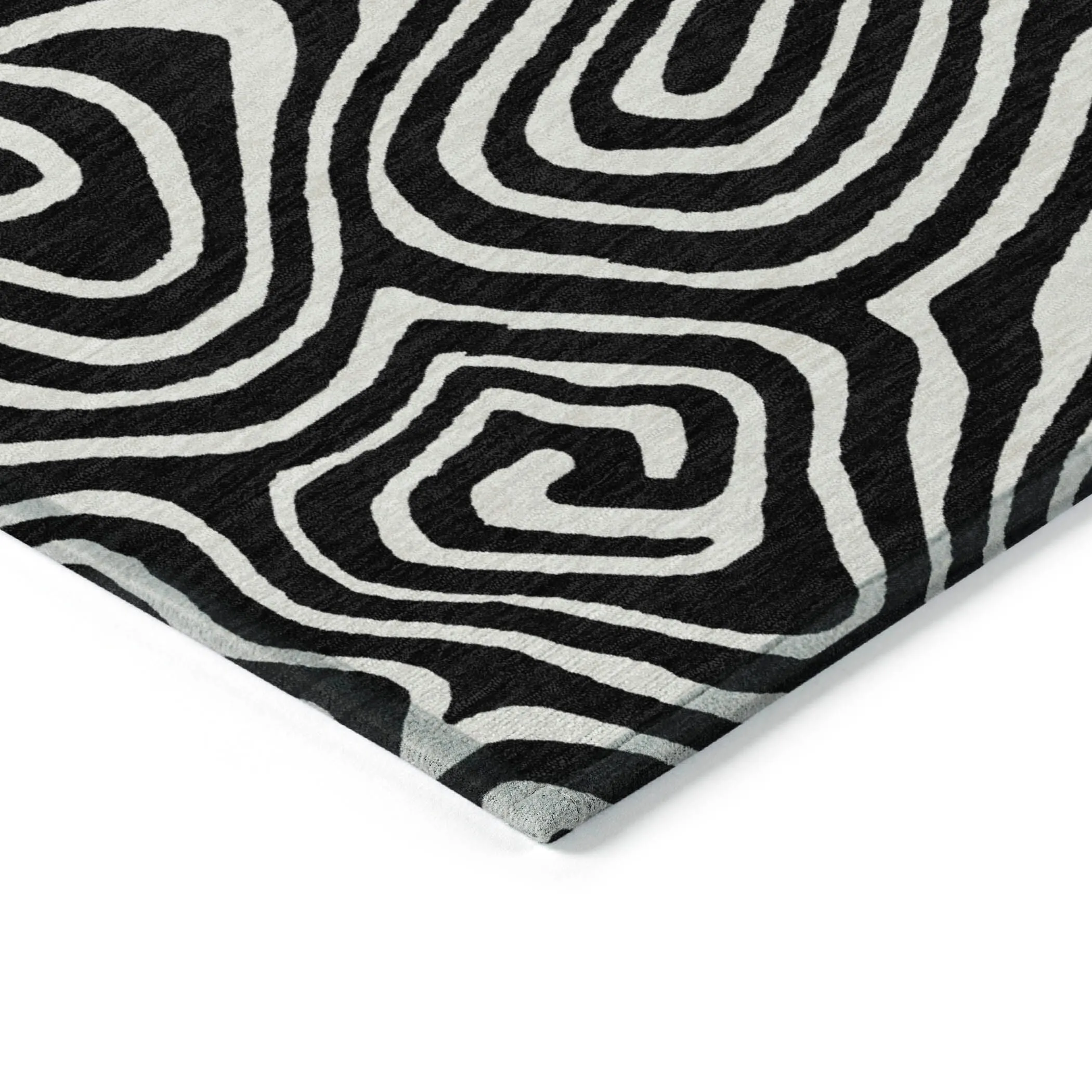 Machine Washable Indoor/ Outdoor Abstract Modern Chantille Rug