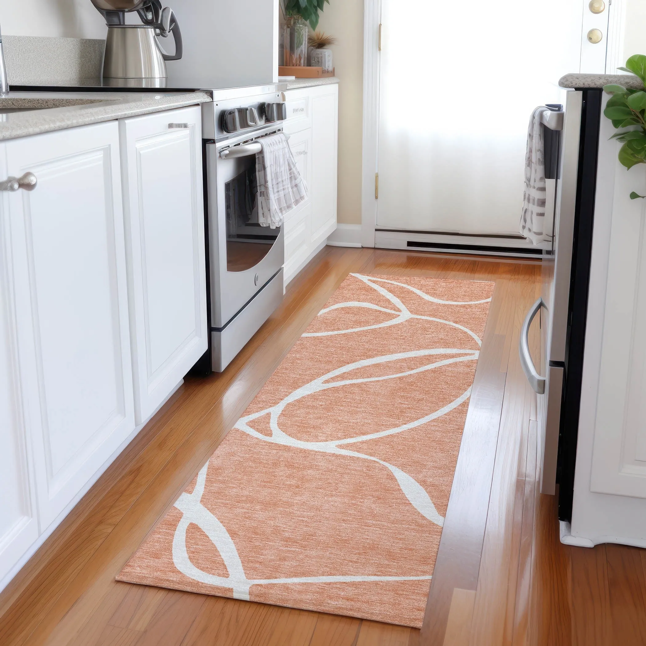 Machine Washable Indoor/ Outdoor Abstract Modern Chantille Rug