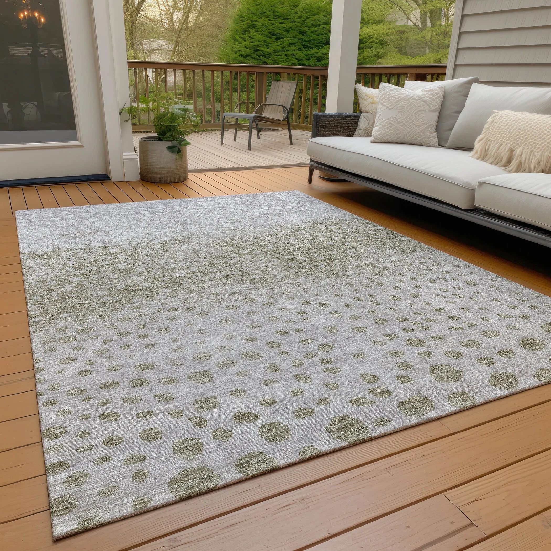 Machine Washable Indoor/ Outdoor Abstract Modern Chantille Rug