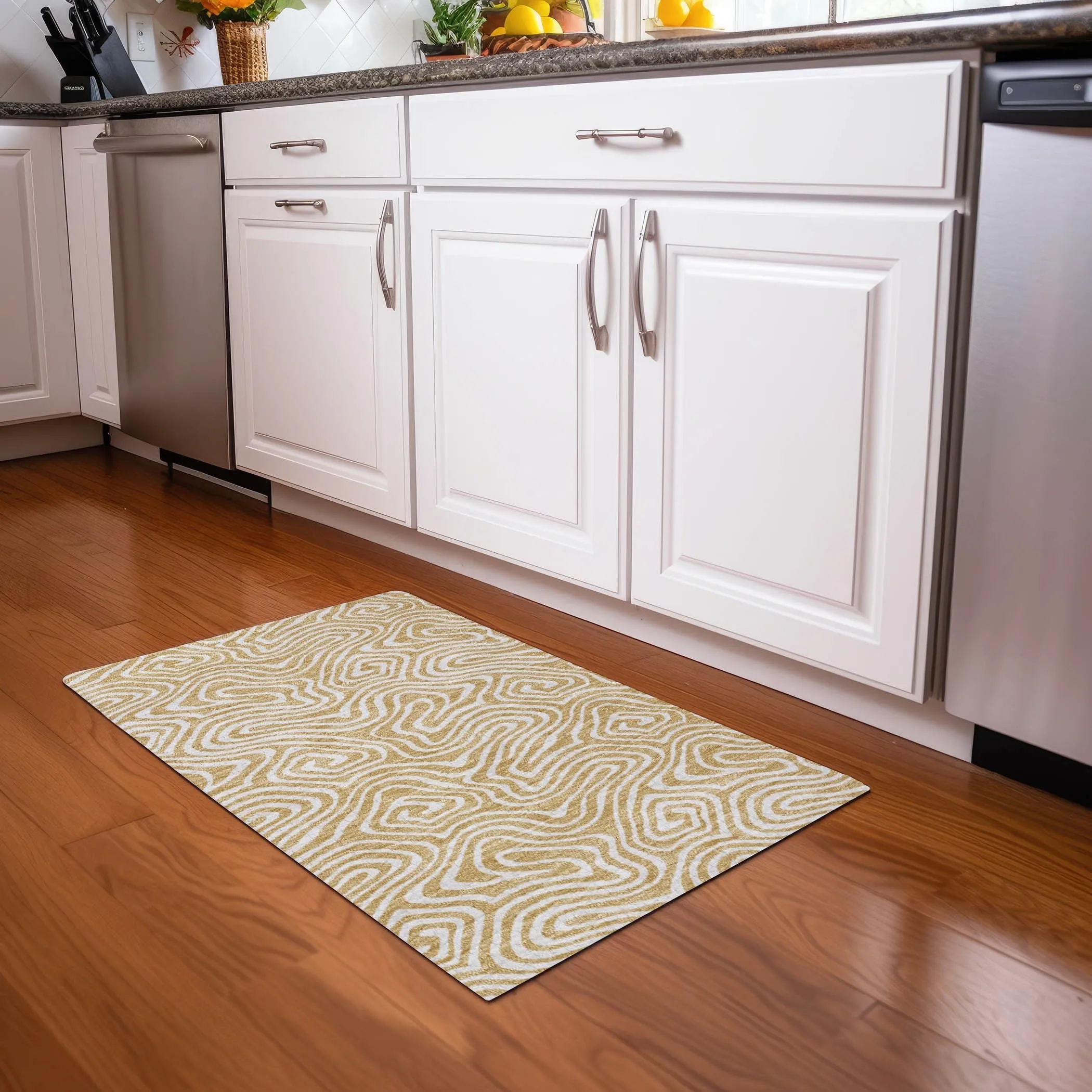 Machine Washable Indoor/ Outdoor Abstract Modern Chantille Rug