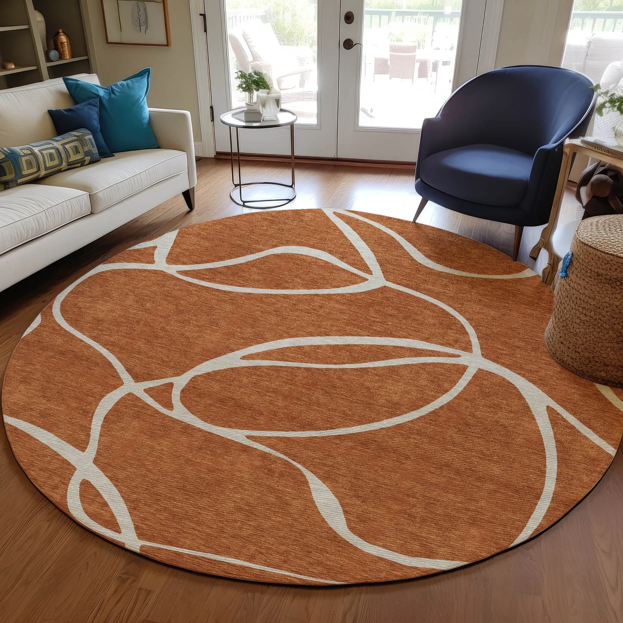 Machine Washable Indoor/ Outdoor Abstract Modern Chantille Rug