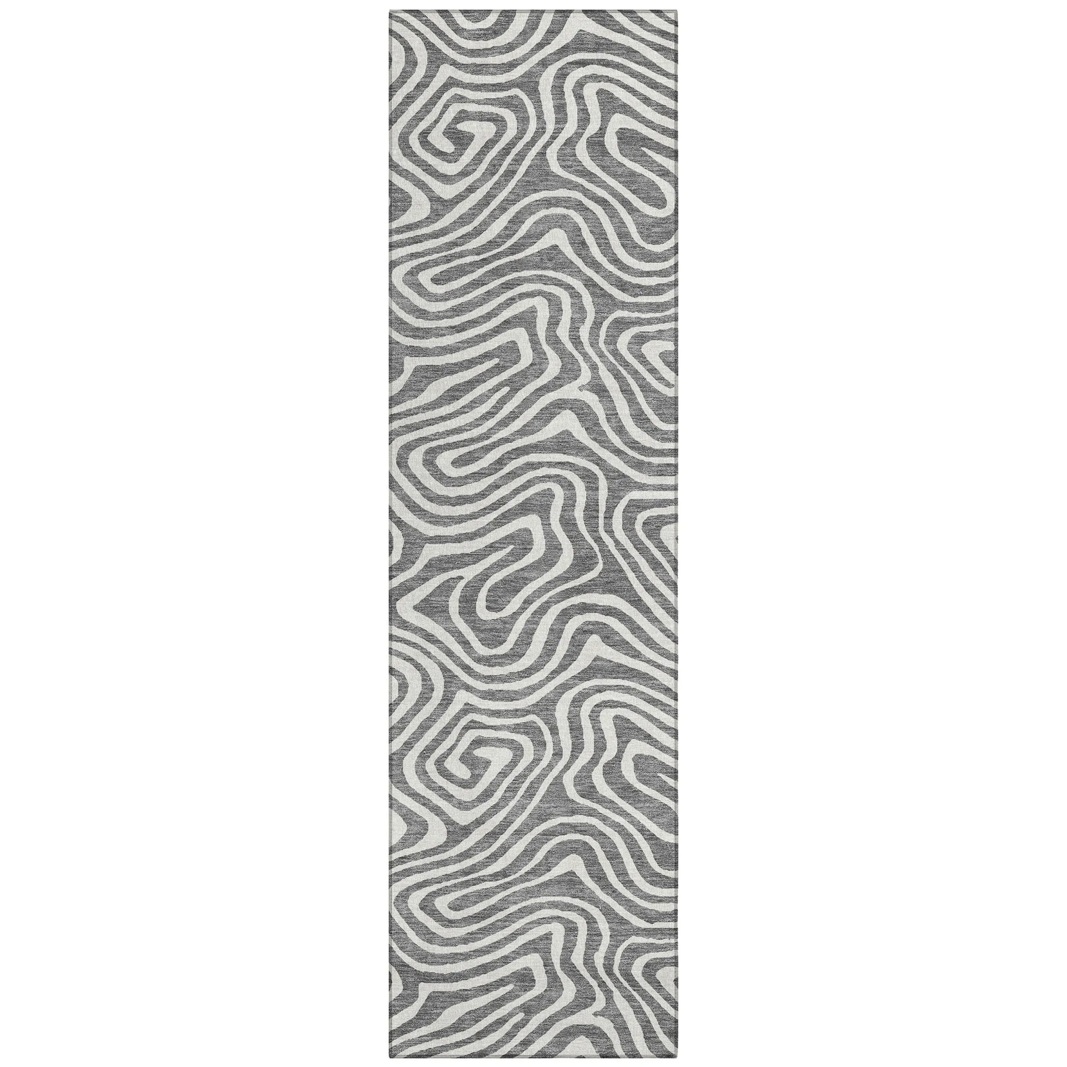 Machine Washable Indoor/ Outdoor Abstract Modern Chantille Rug