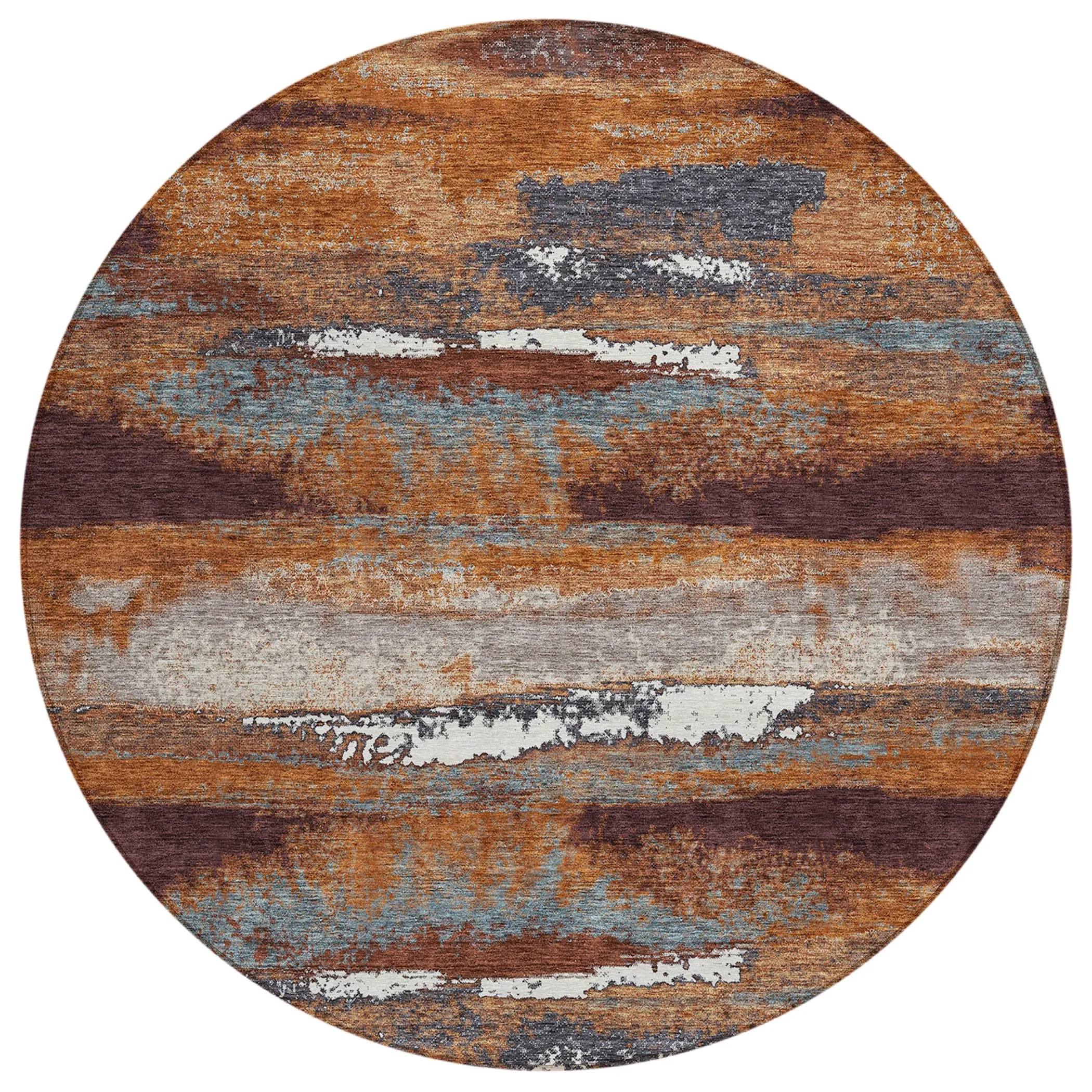 Machine Washable Indoor/ Outdoor Abstract Modern Chantille Rug