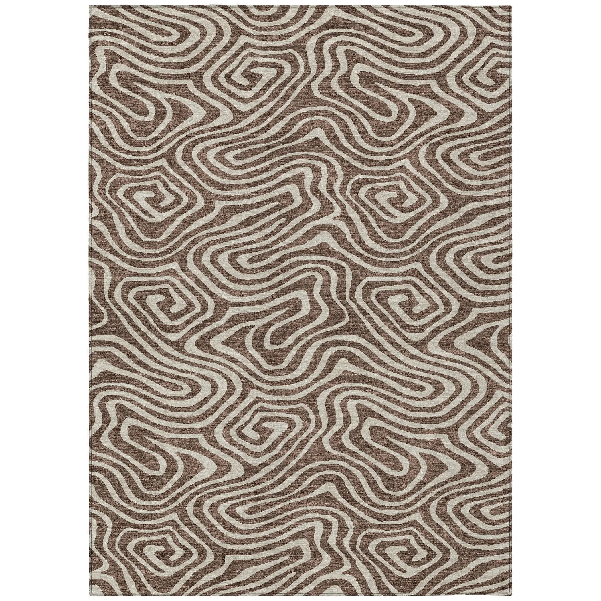 Machine Washable Indoor/ Outdoor Abstract Modern Chantille Rug