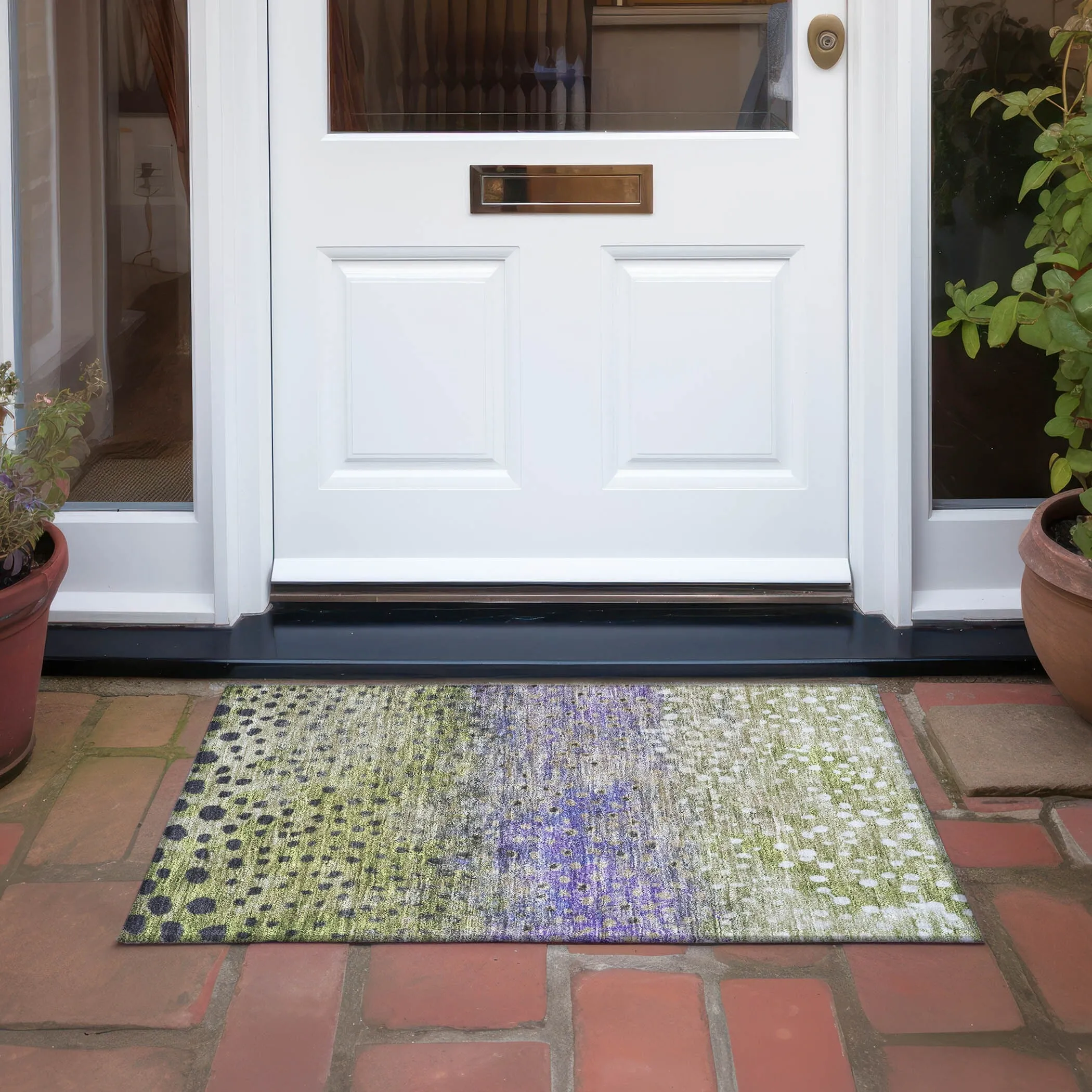 Machine Washable Indoor/ Outdoor Abstract Modern Chantille Rug