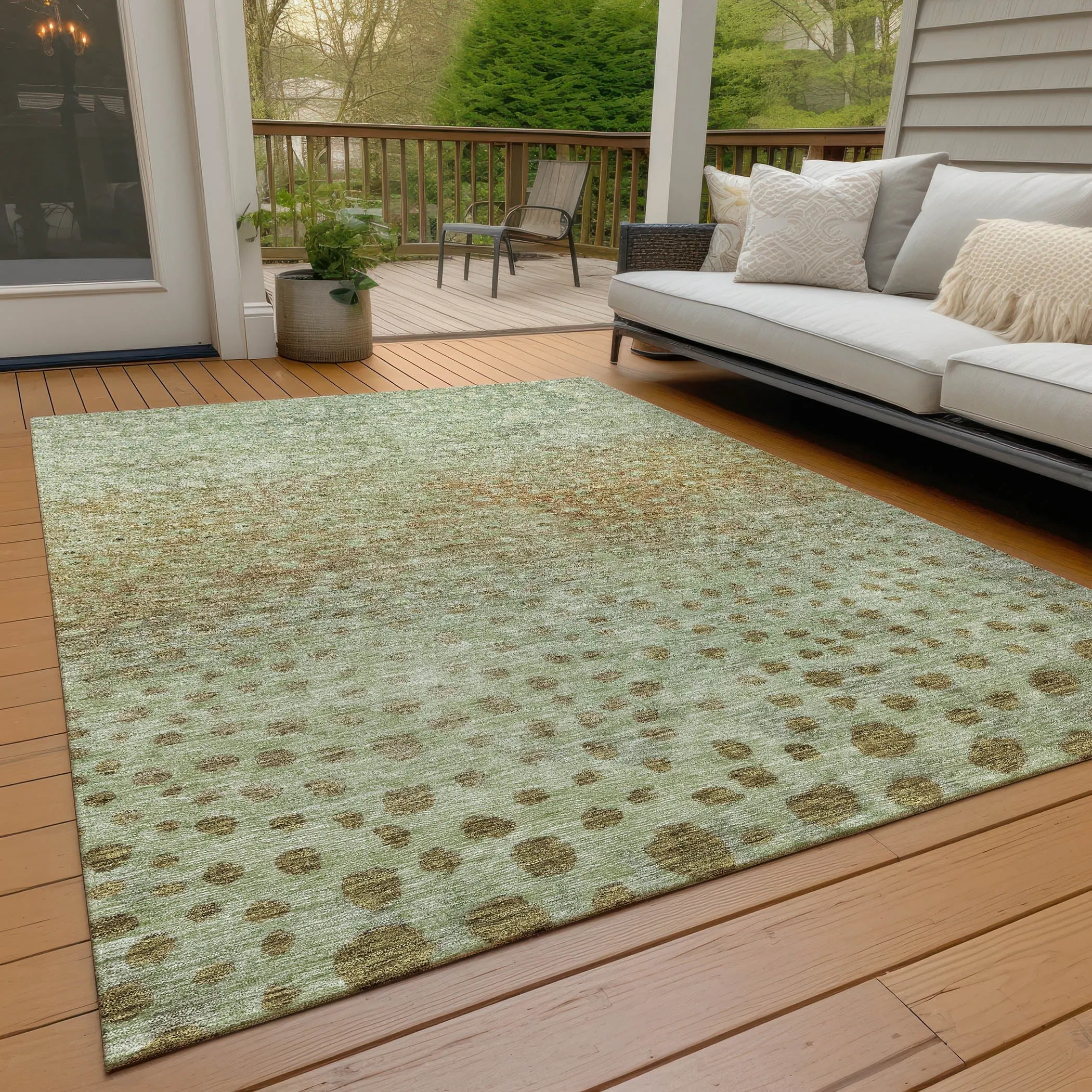Machine Washable Indoor/ Outdoor Abstract Modern Chantille Rug