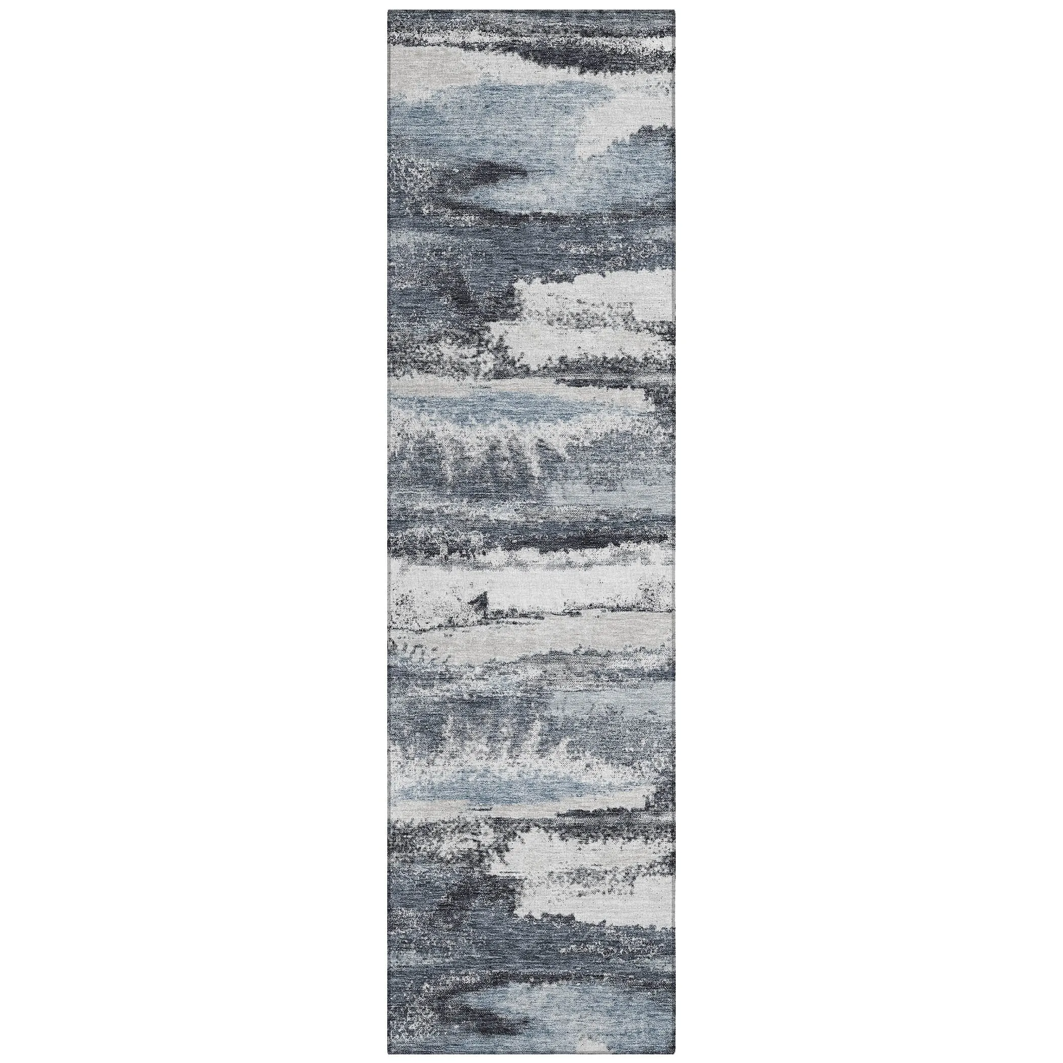 Machine Washable Indoor/ Outdoor Abstract Modern Chantille Rug