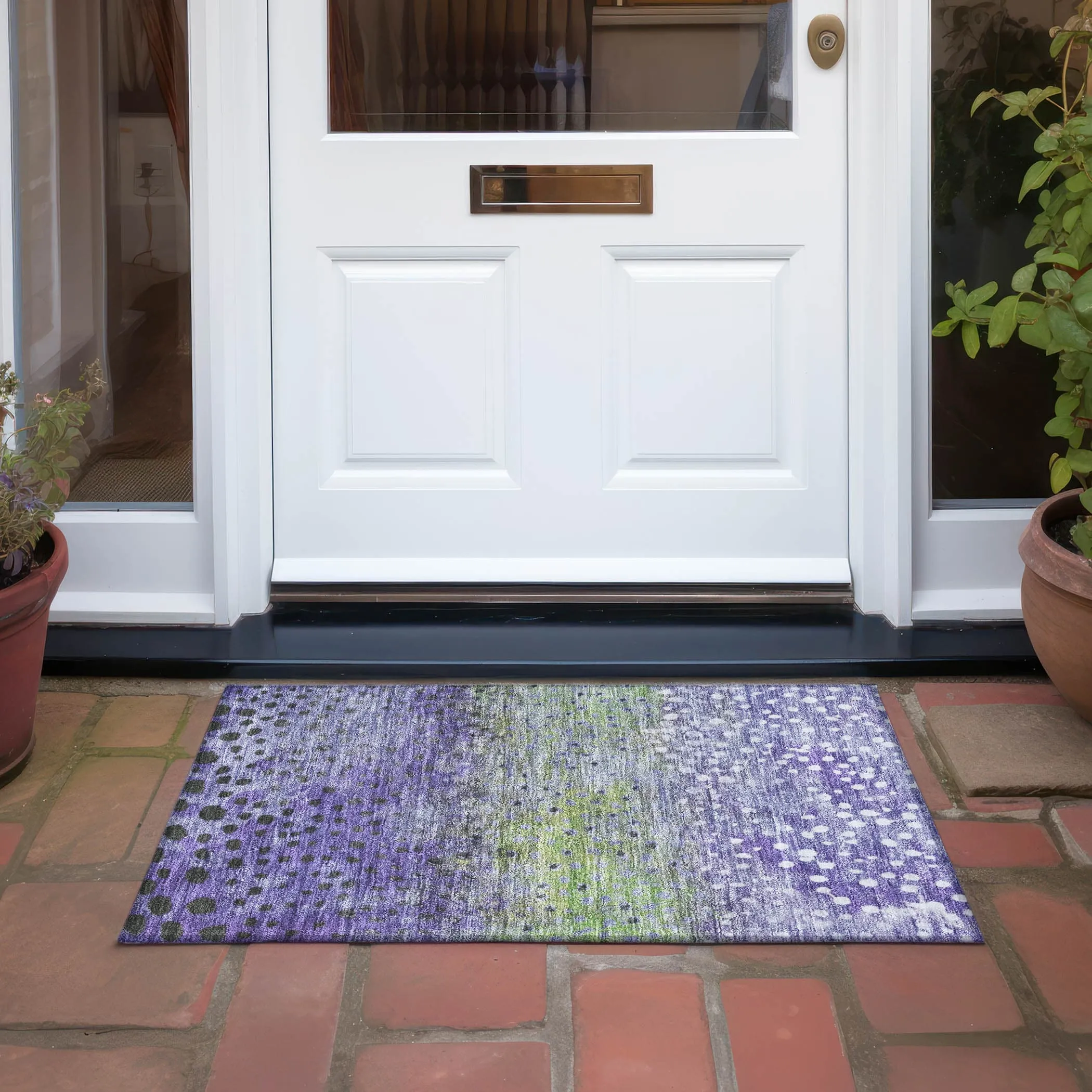 Machine Washable Indoor/ Outdoor Abstract Modern Chantille Rug