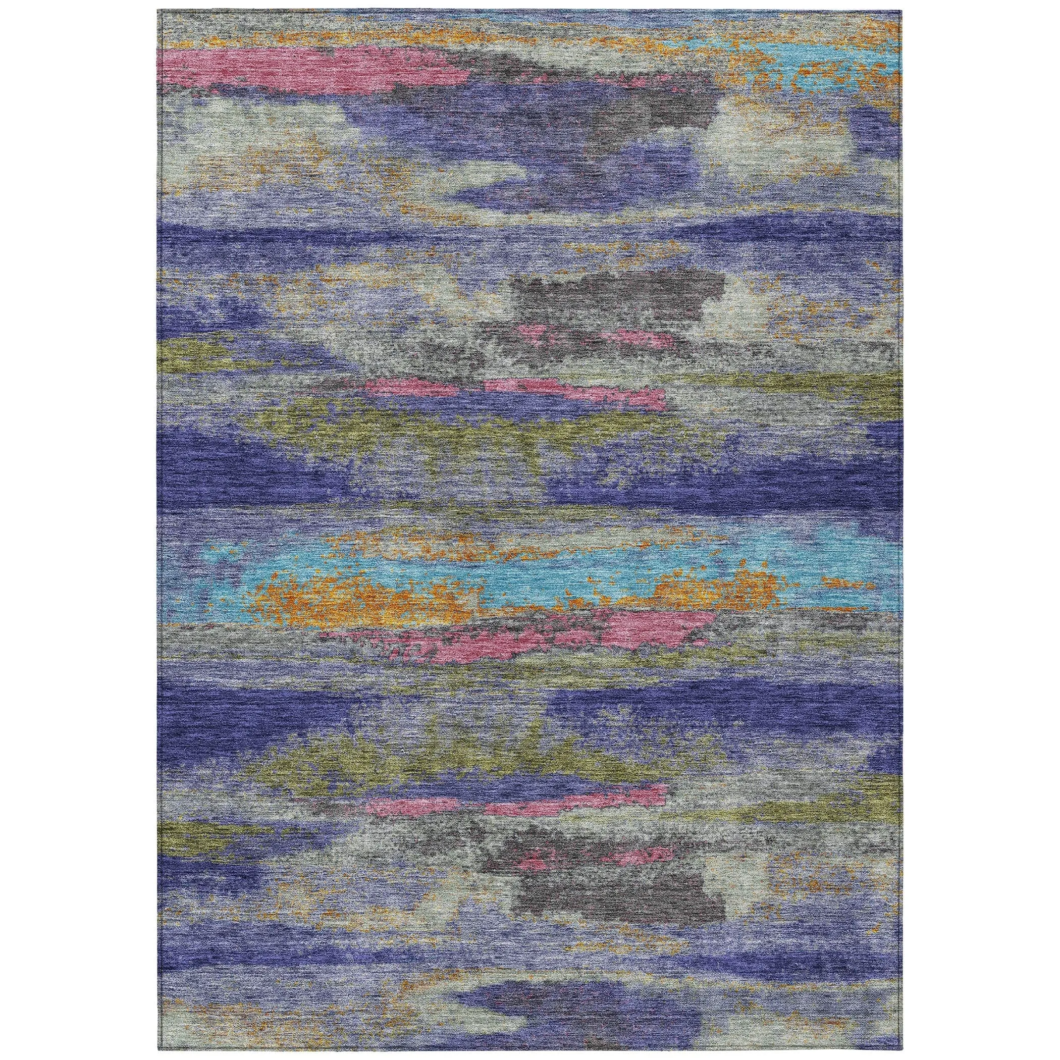 Machine Washable Indoor/ Outdoor Abstract Modern Chantille Rug