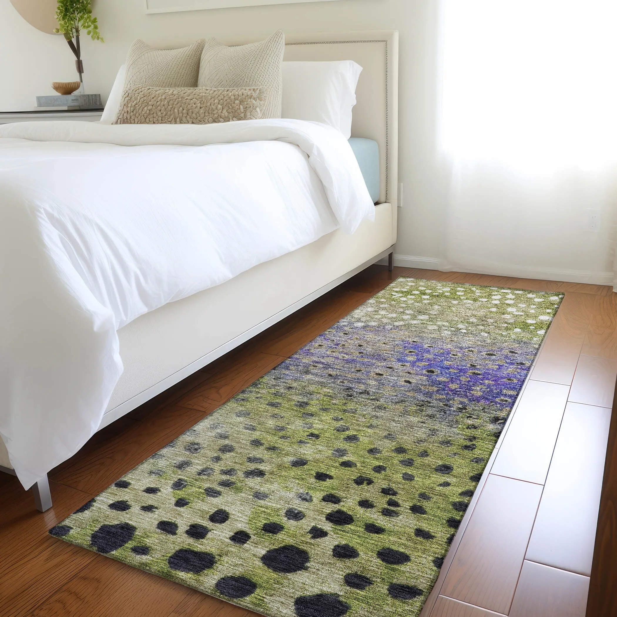 Machine Washable Indoor/ Outdoor Abstract Modern Chantille Rug