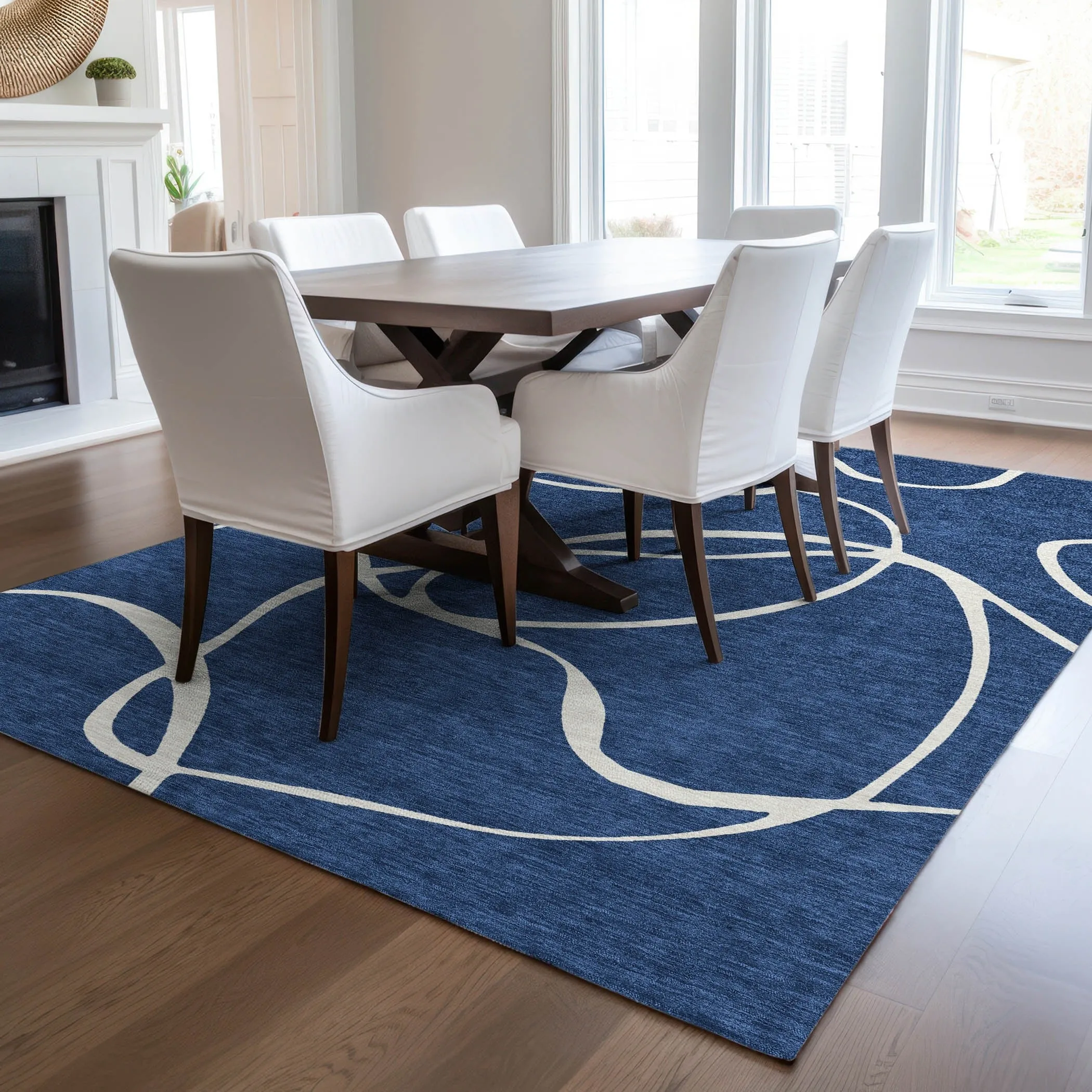 Machine Washable Indoor/ Outdoor Abstract Modern Chantille Rug