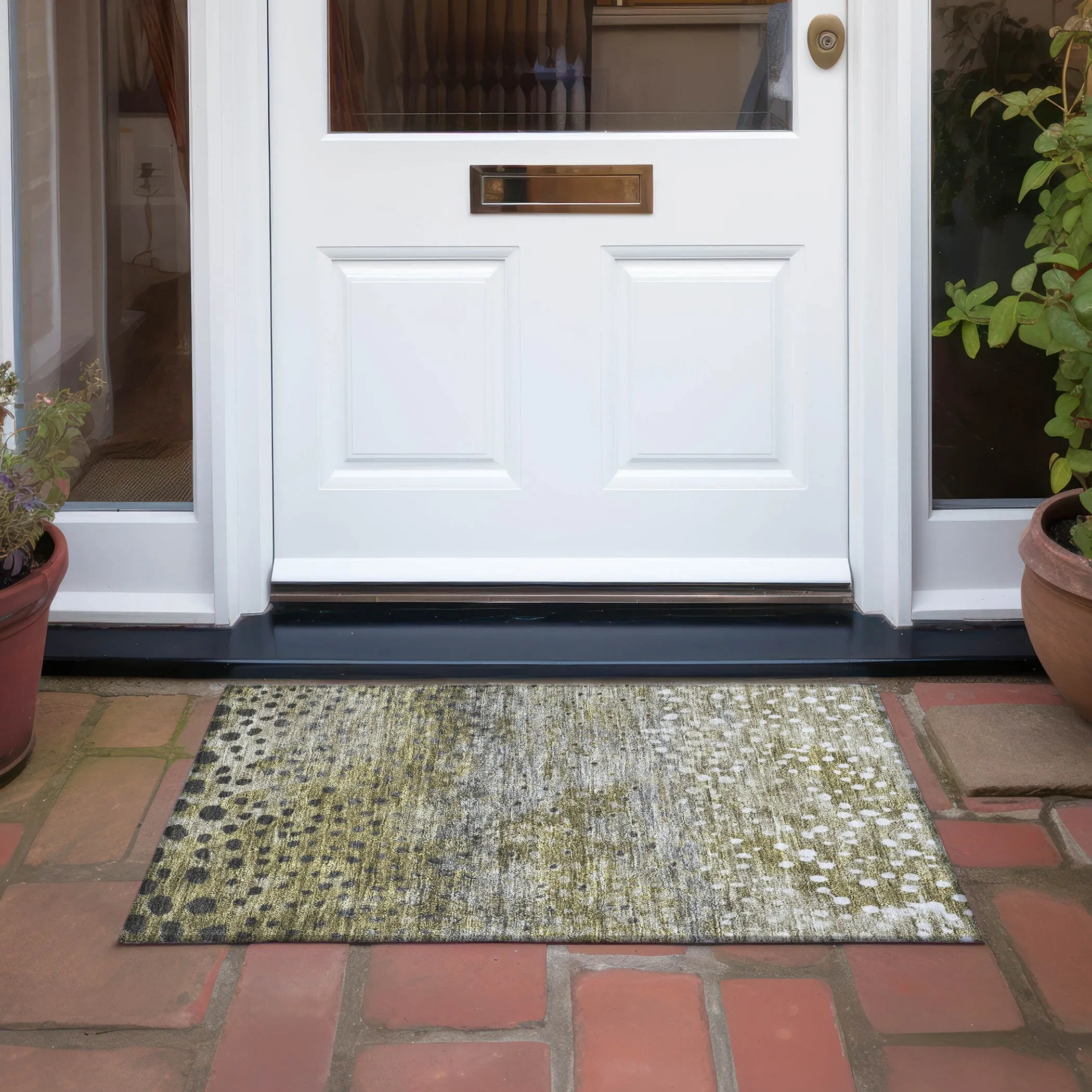 Machine Washable Indoor/ Outdoor Abstract Modern Chantille Rug