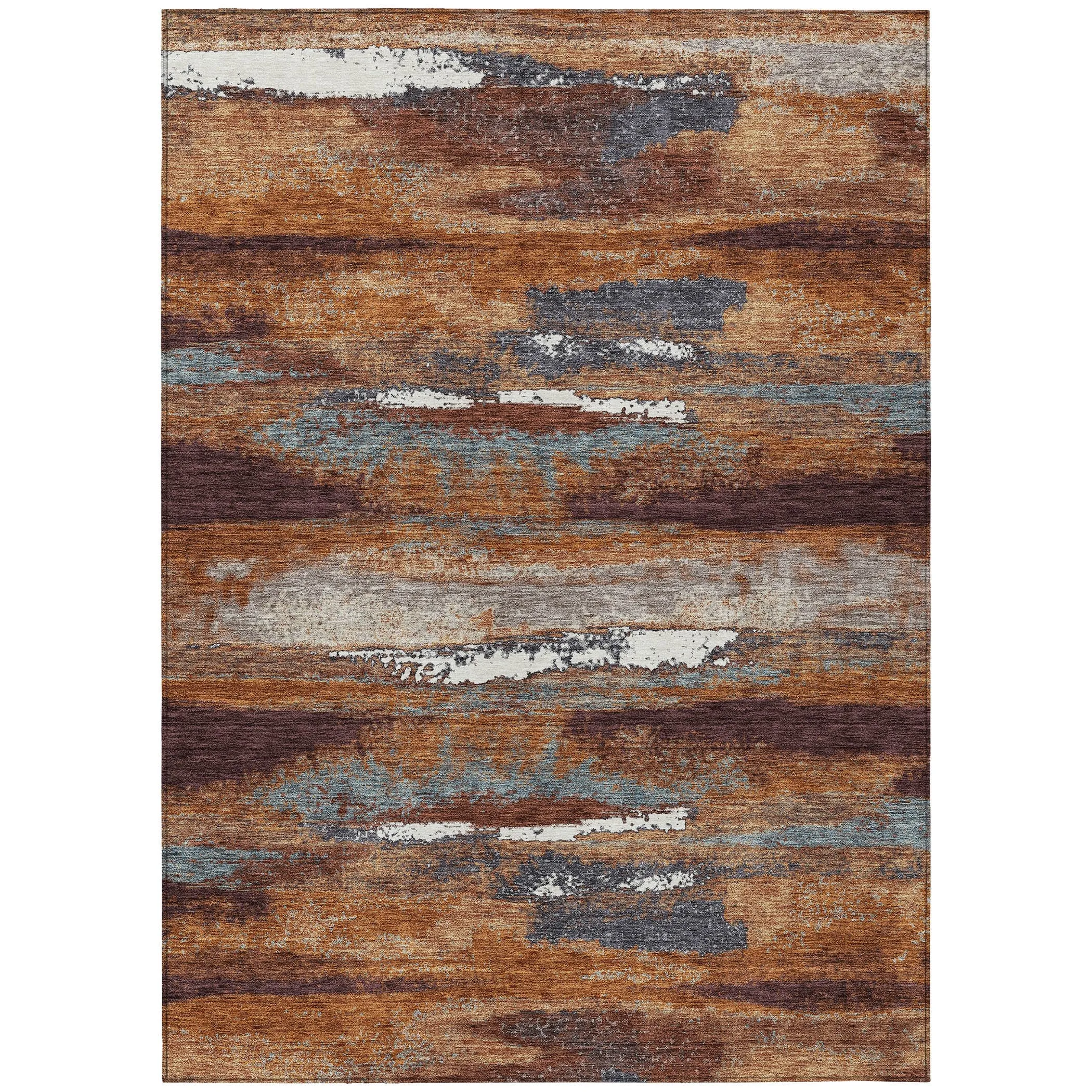 Machine Washable Indoor/ Outdoor Abstract Modern Chantille Rug