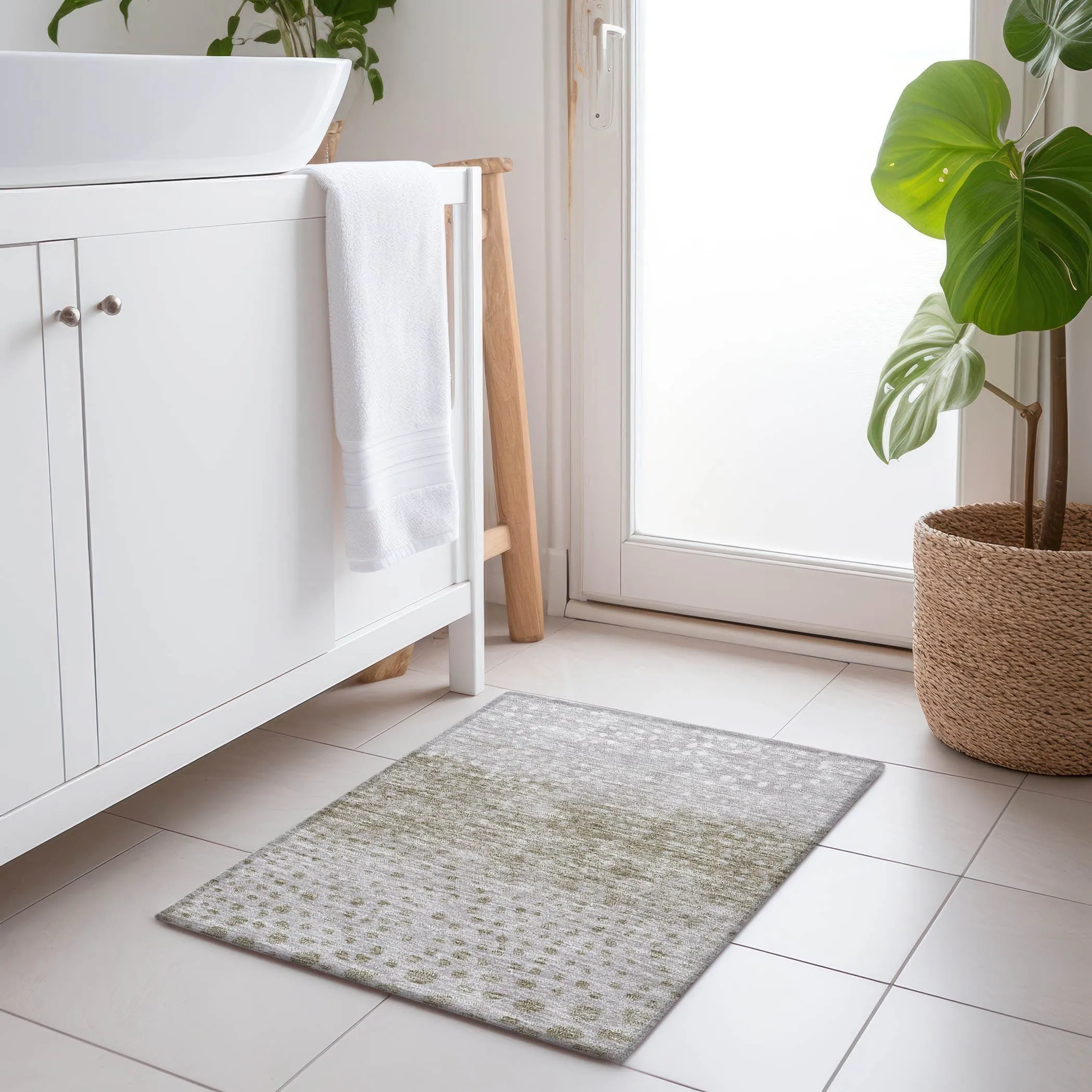 Machine Washable Indoor/ Outdoor Abstract Modern Chantille Rug