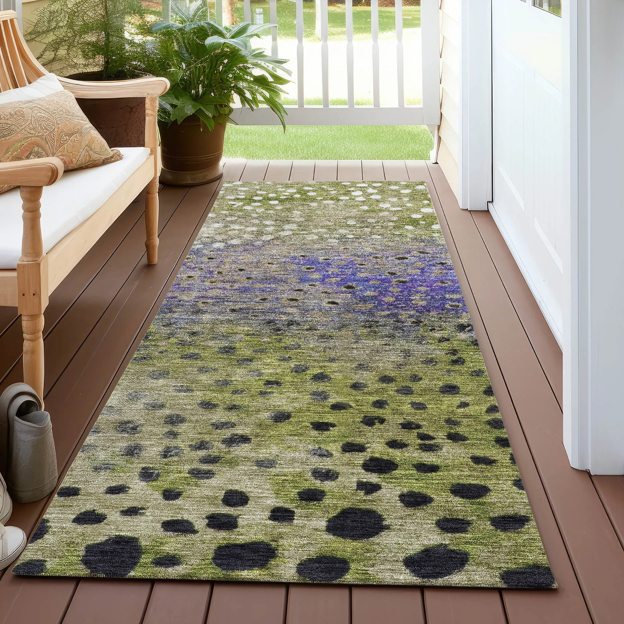 Machine Washable Indoor/ Outdoor Abstract Modern Chantille Rug