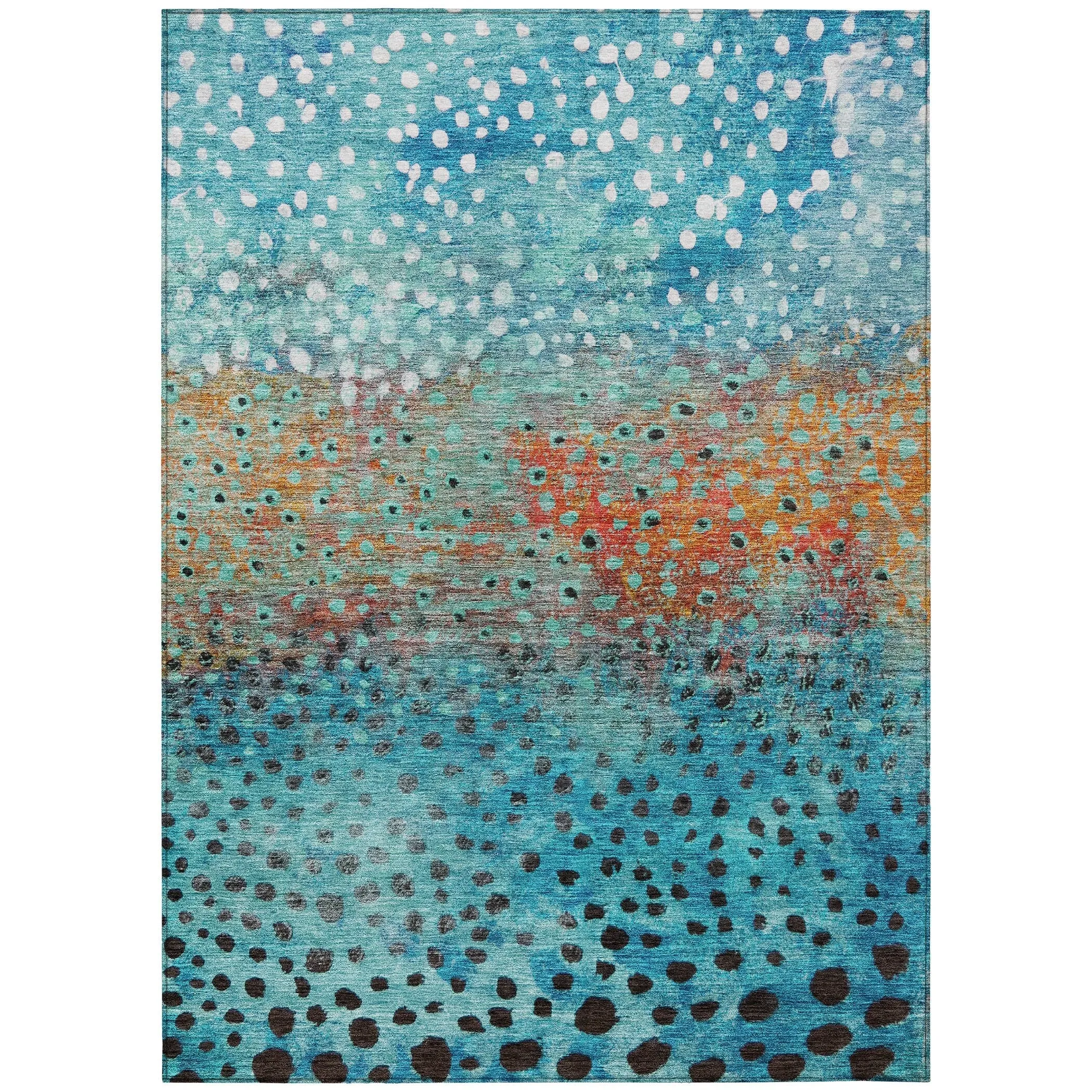 Machine Washable Indoor/ Outdoor Abstract Modern Chantille Rug