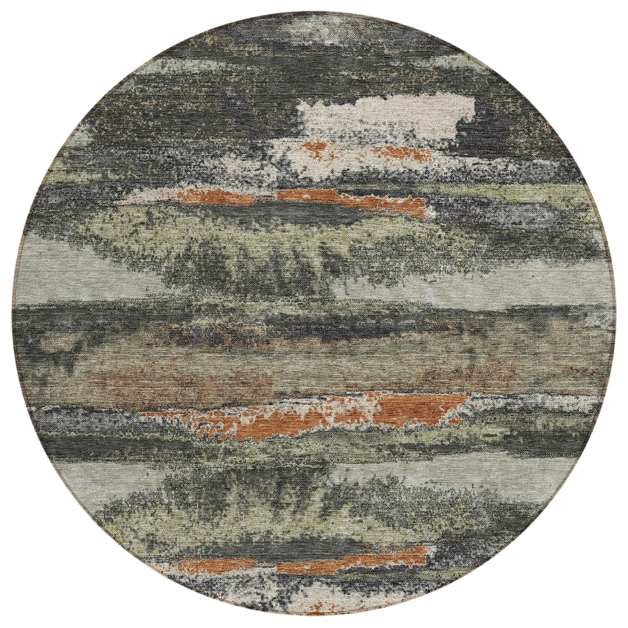 Machine Washable Indoor/ Outdoor Abstract Modern Chantille Rug