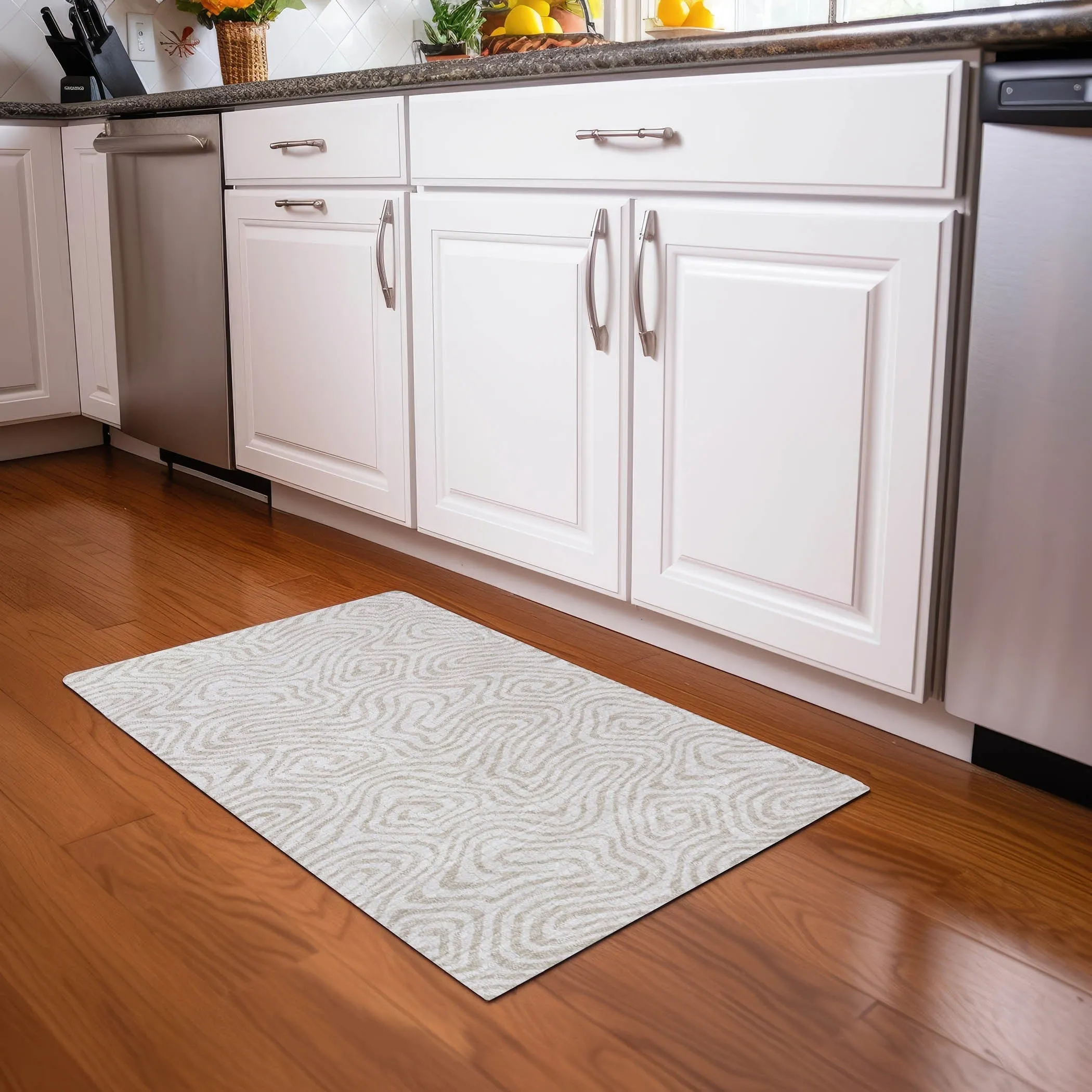 Machine Washable Indoor/ Outdoor Abstract Modern Chantille Rug
