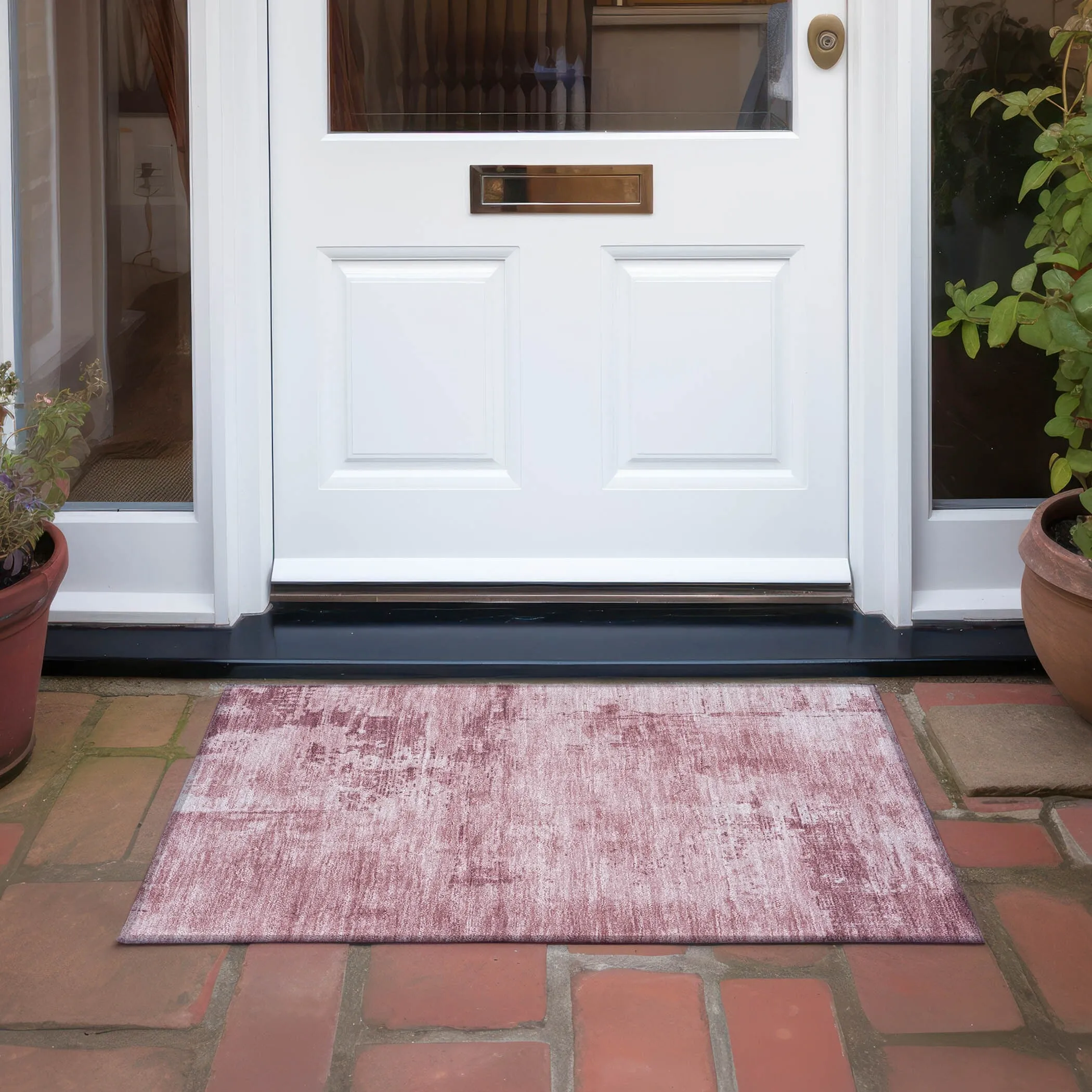 Machine Washable Indoor/ Outdoor Abstract Modern Chantille Rug