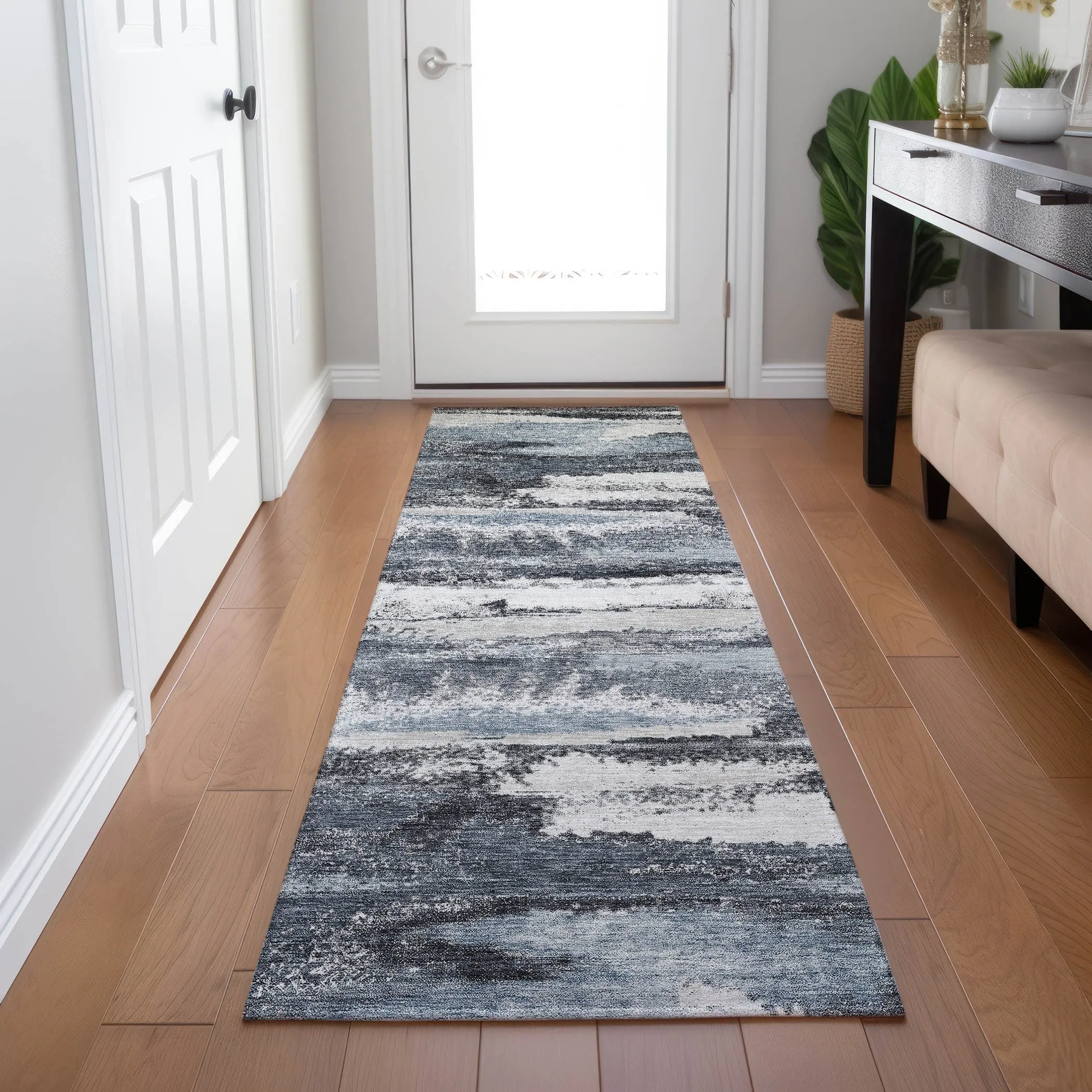 Machine Washable Indoor/ Outdoor Abstract Modern Chantille Rug