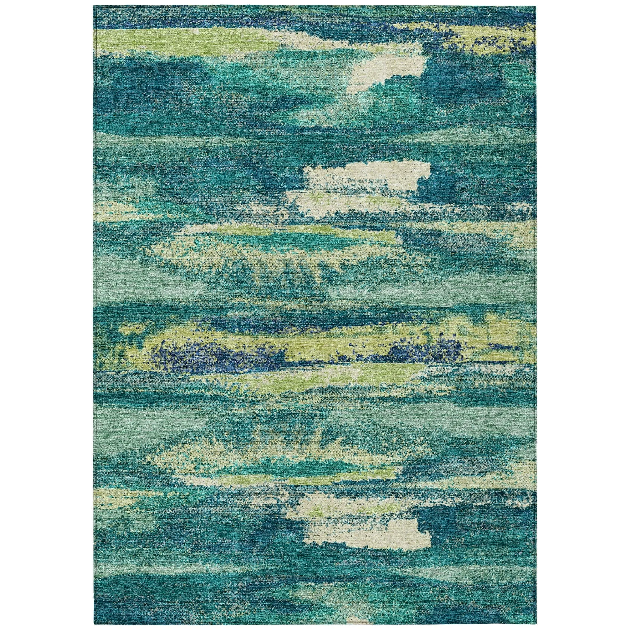 Machine Washable Indoor/ Outdoor Abstract Modern Chantille Rug