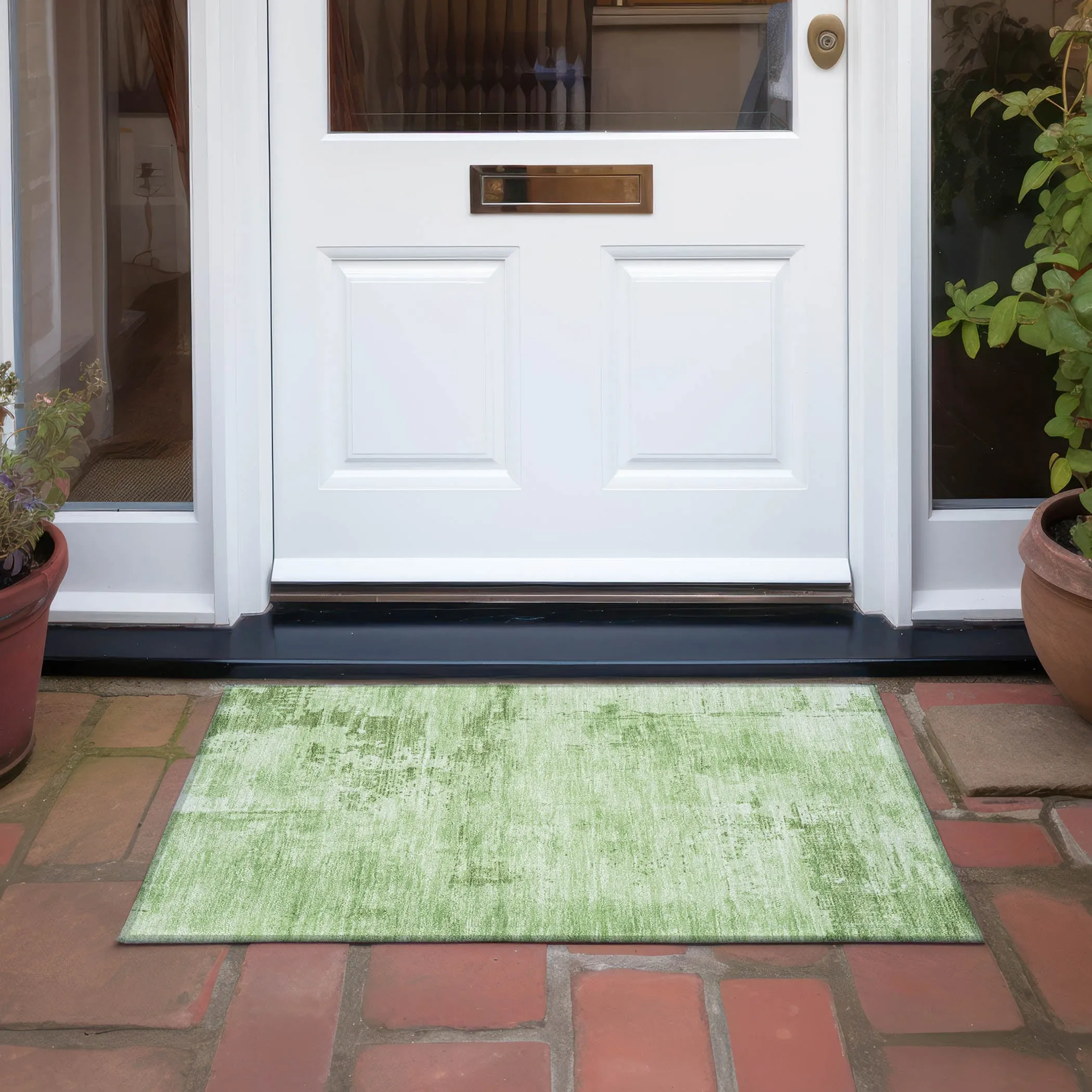 Machine Washable Indoor/ Outdoor Abstract Modern Chantille Rug