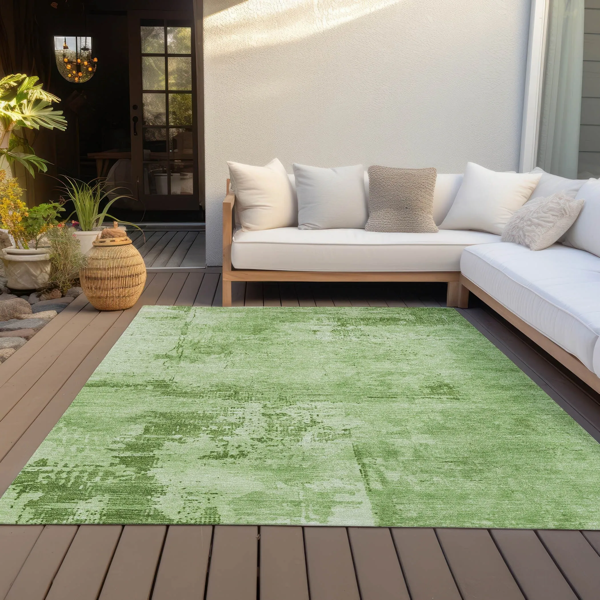 Machine Washable Indoor/ Outdoor Abstract Modern Chantille Rug