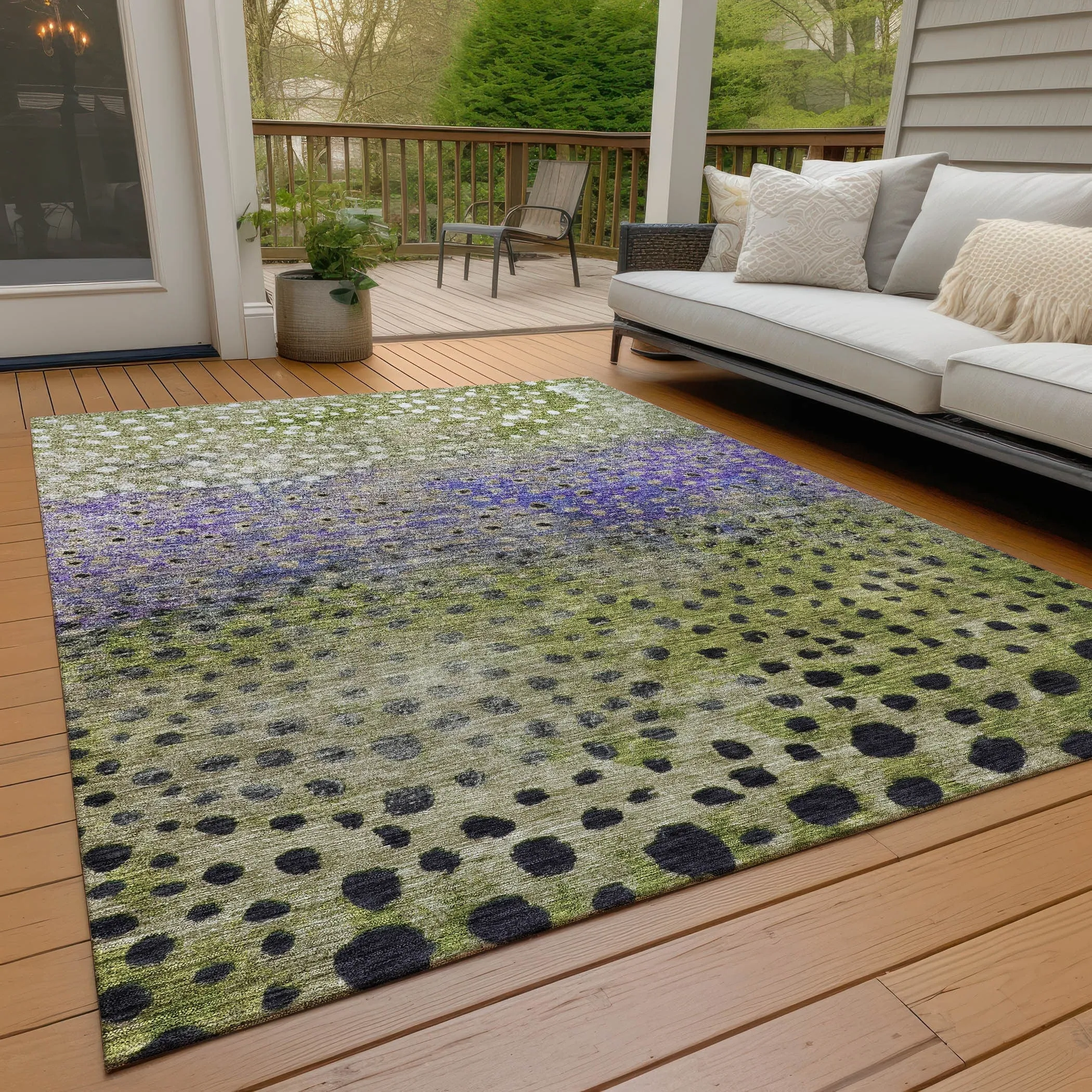 Machine Washable Indoor/ Outdoor Abstract Modern Chantille Rug