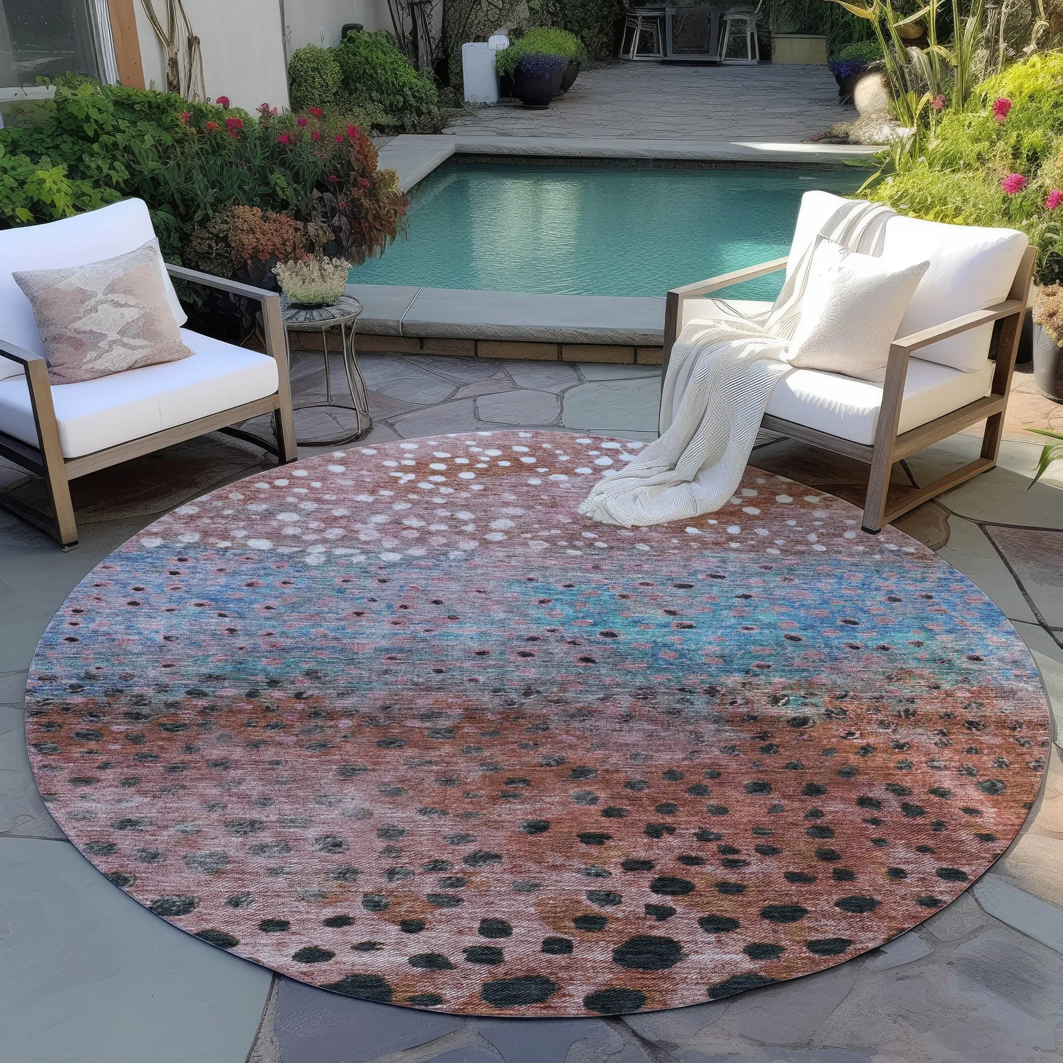 Machine Washable Indoor/ Outdoor Abstract Modern Chantille Rug