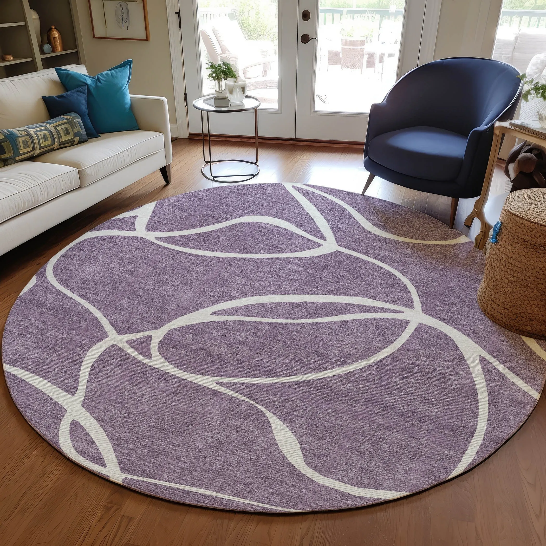 Machine Washable Indoor/ Outdoor Abstract Modern Chantille Rug