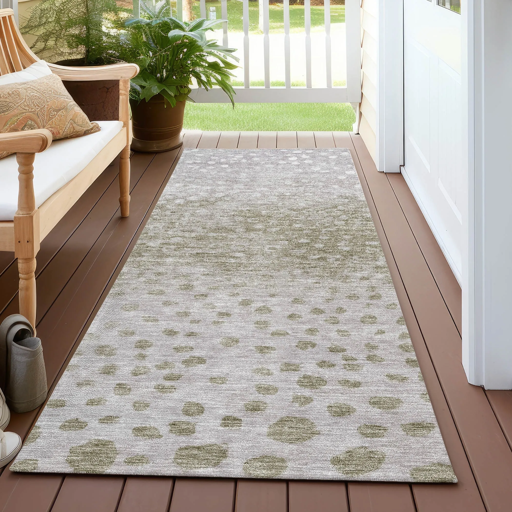 Machine Washable Indoor/ Outdoor Abstract Modern Chantille Rug